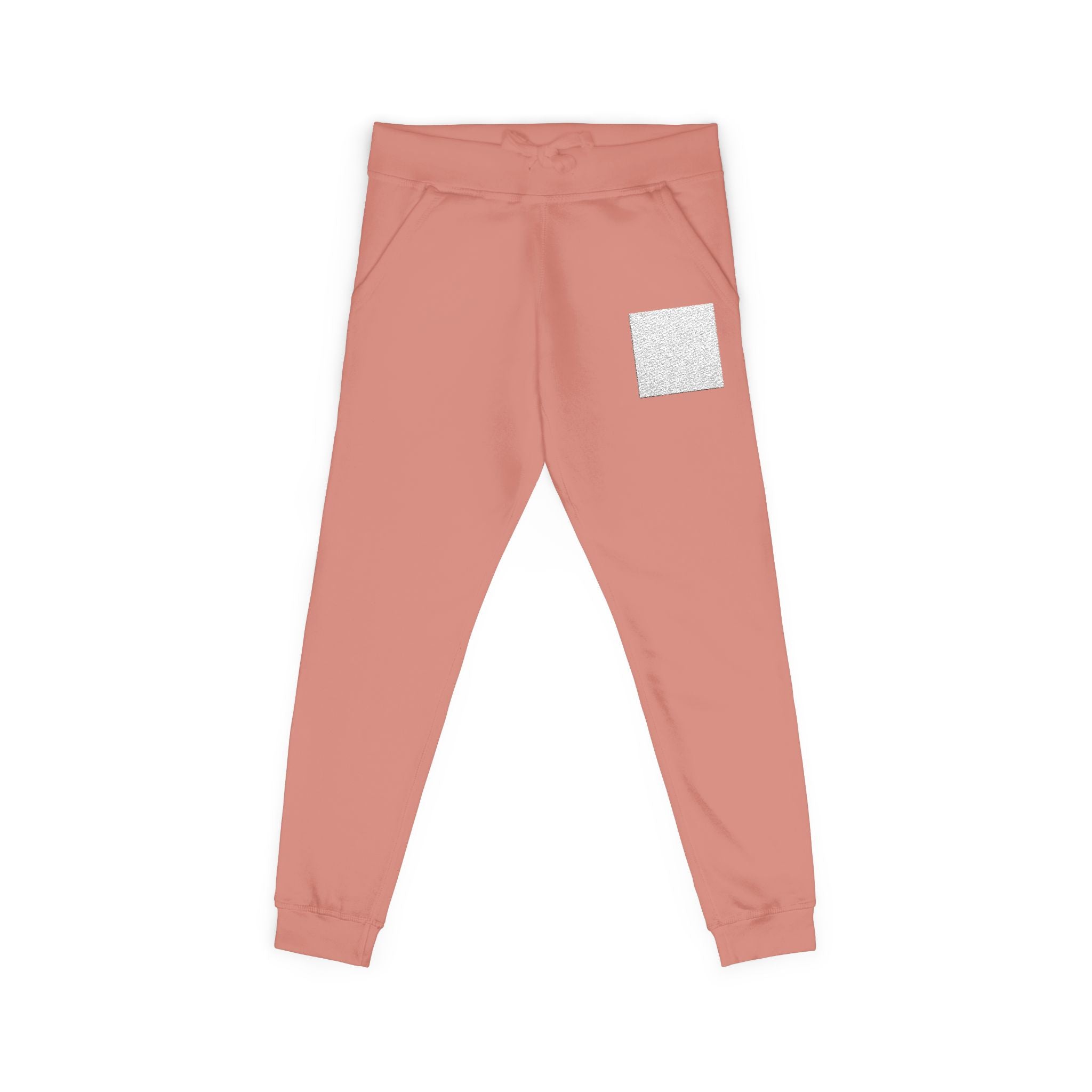 Embroidered Cozy Fleece Sweatpants – Coral Joggers with Pocket Patch
