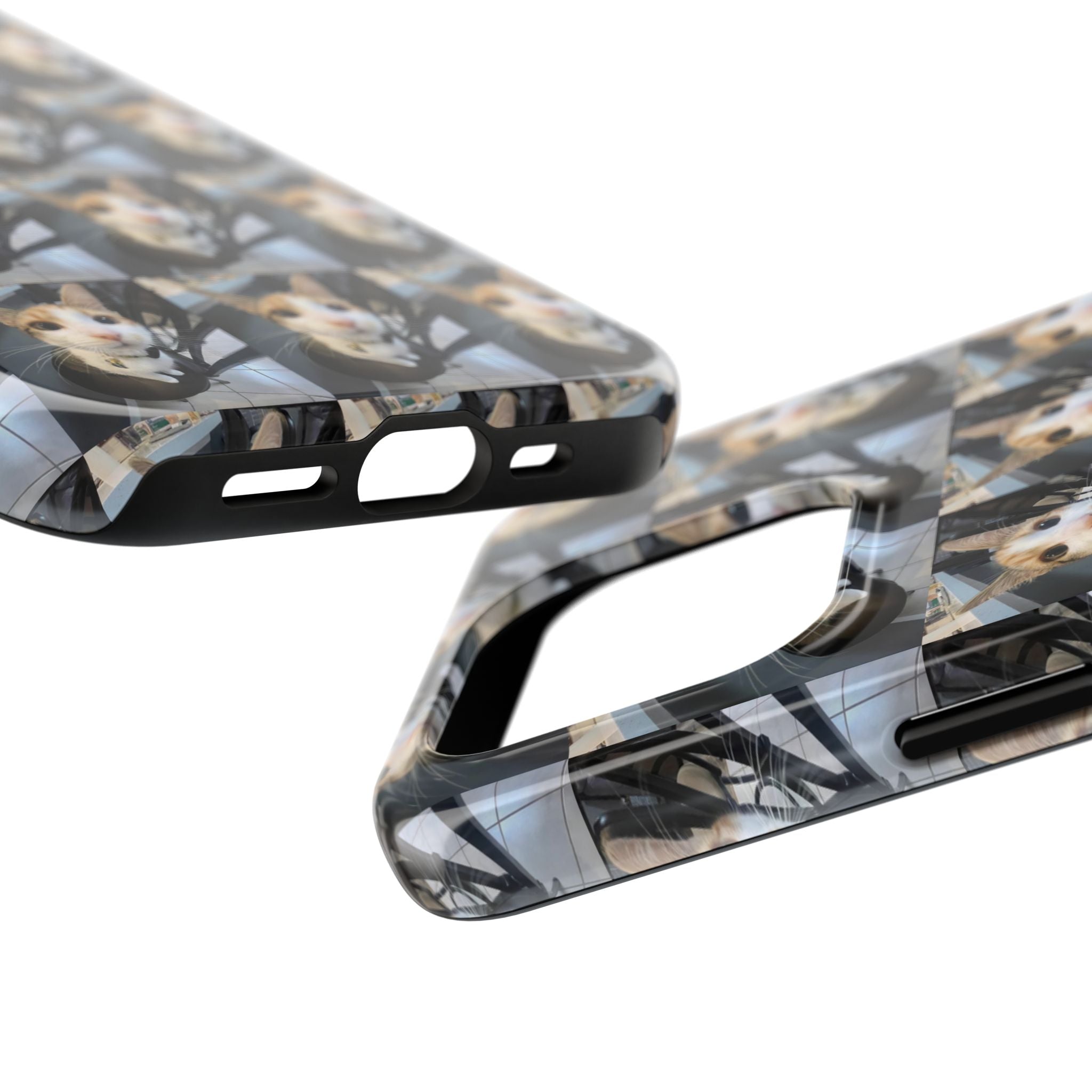 Custom Photo Cat Tough Phone Case — Personalized Grid Collage Protection