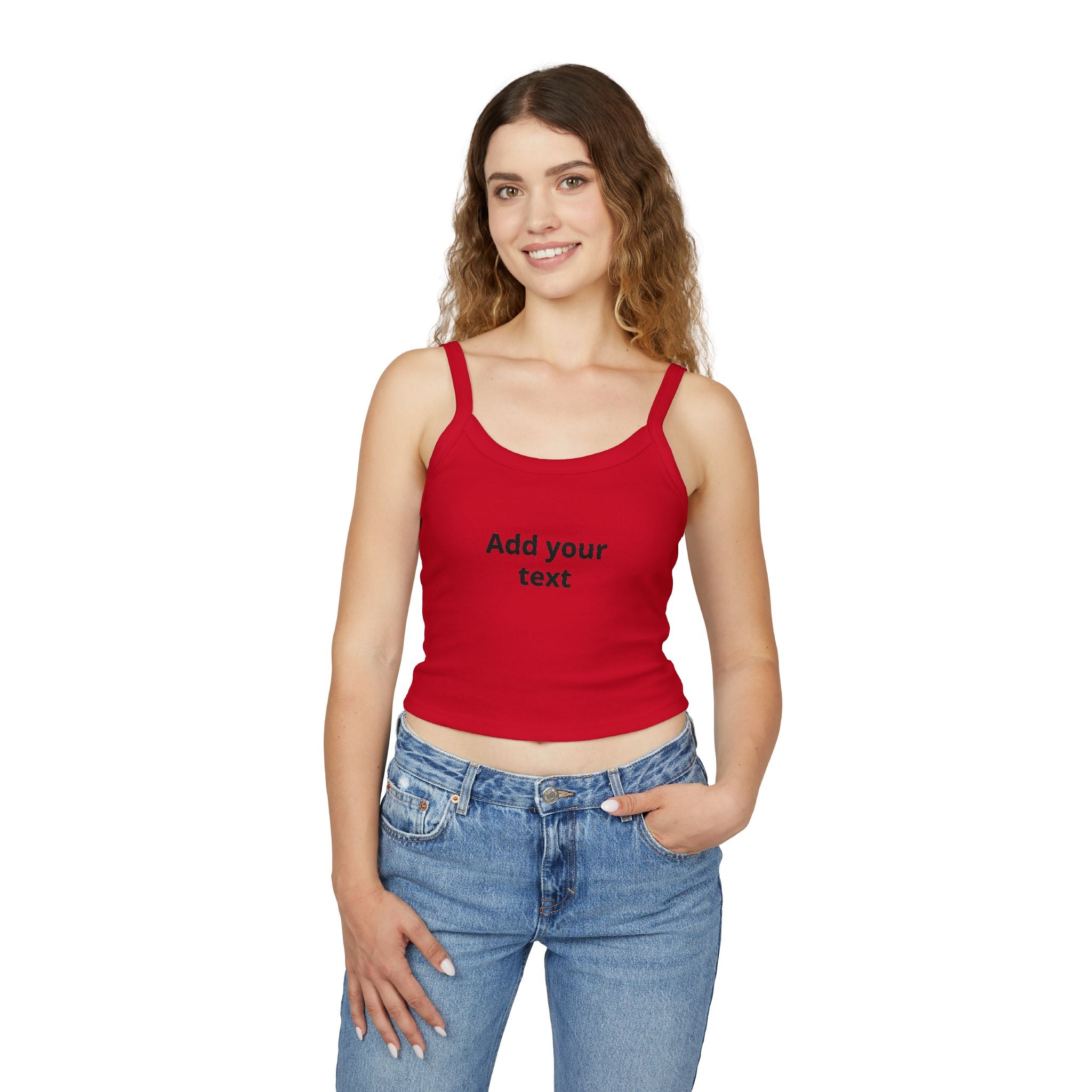 Custom Women's Spaghetti Strap Tank Top — Add Your Text Personalized Crop Top