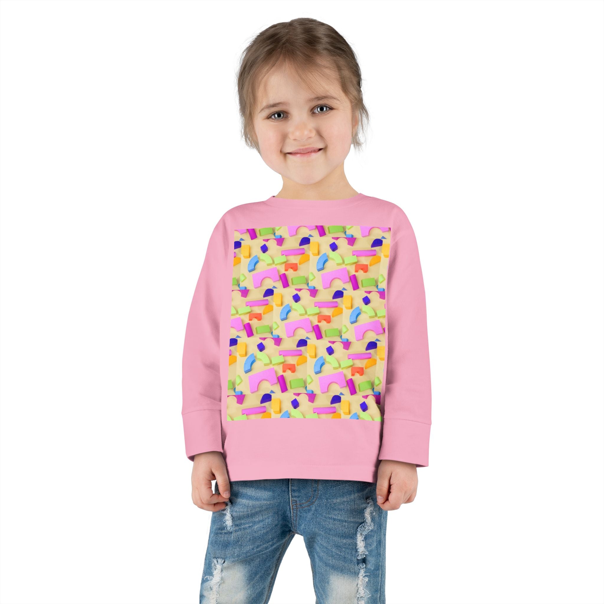 Toddler Long Sleeve Tee — Colorful Rainbow Confetti Pattern