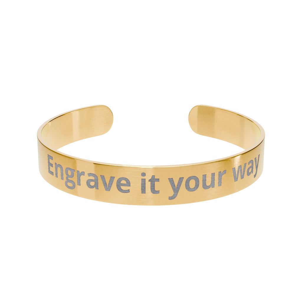 Engraved Gold Cuff Bracelet — Customizable Personalized Bracelet — Birthday & Valentine's Day Gift for Her | Mother's Day | Christmas | Wedding Gift