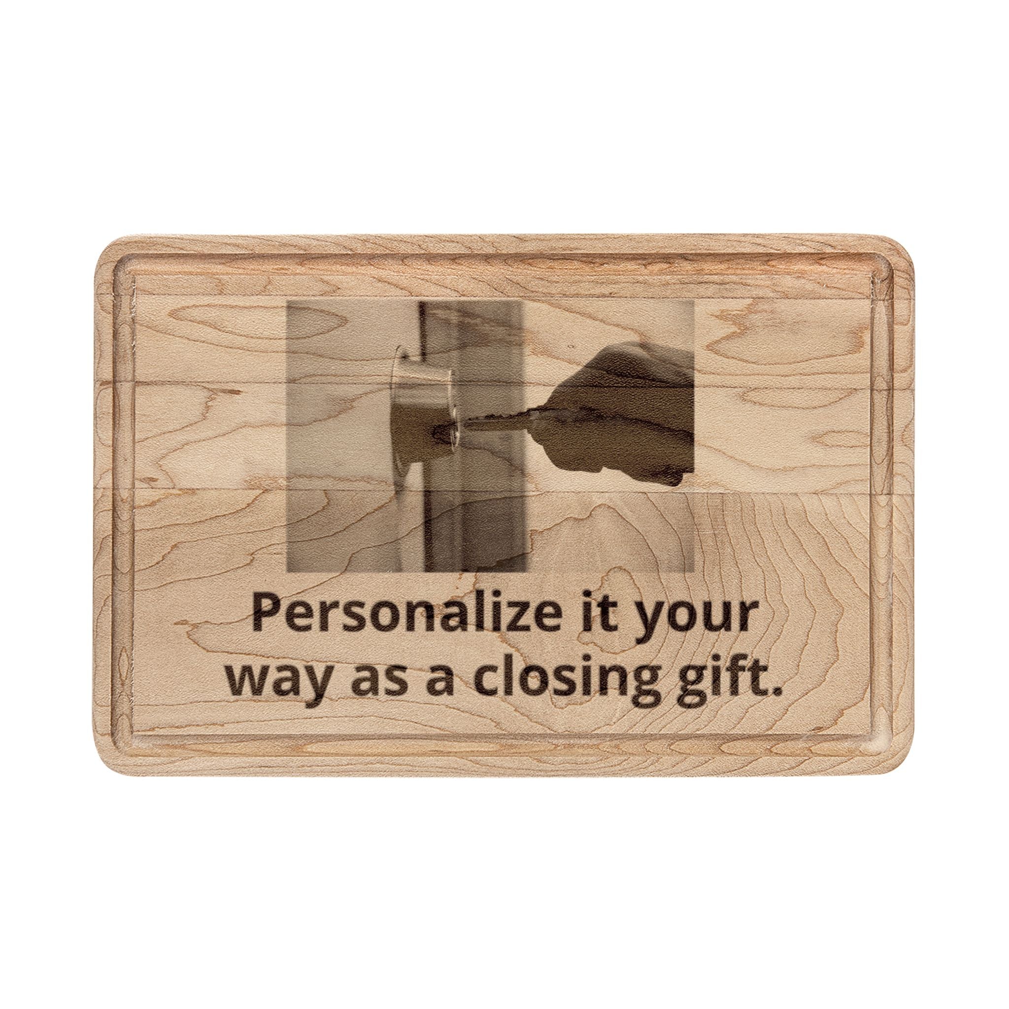 Engraved Personalized Wooden Cutting Board – Custom Photo & Message Realtor Closing Gift