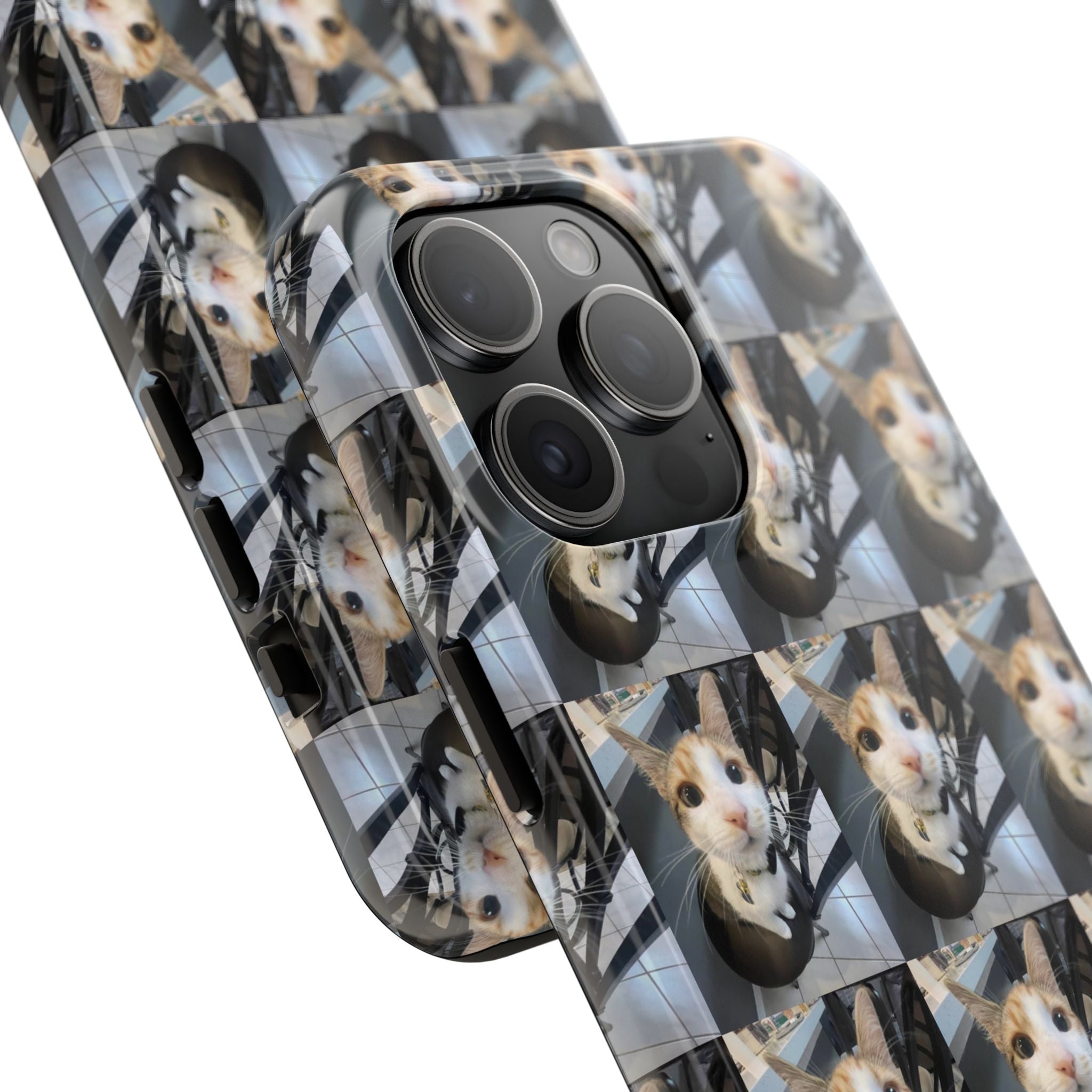 Custom Photo Cat Tough Phone Case — Personalized Grid Collage Protection