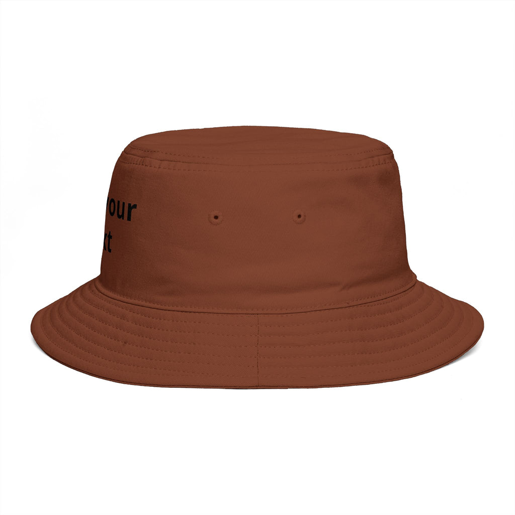 Custom Text Bucket Hat — Personalized Brown Sun Hat