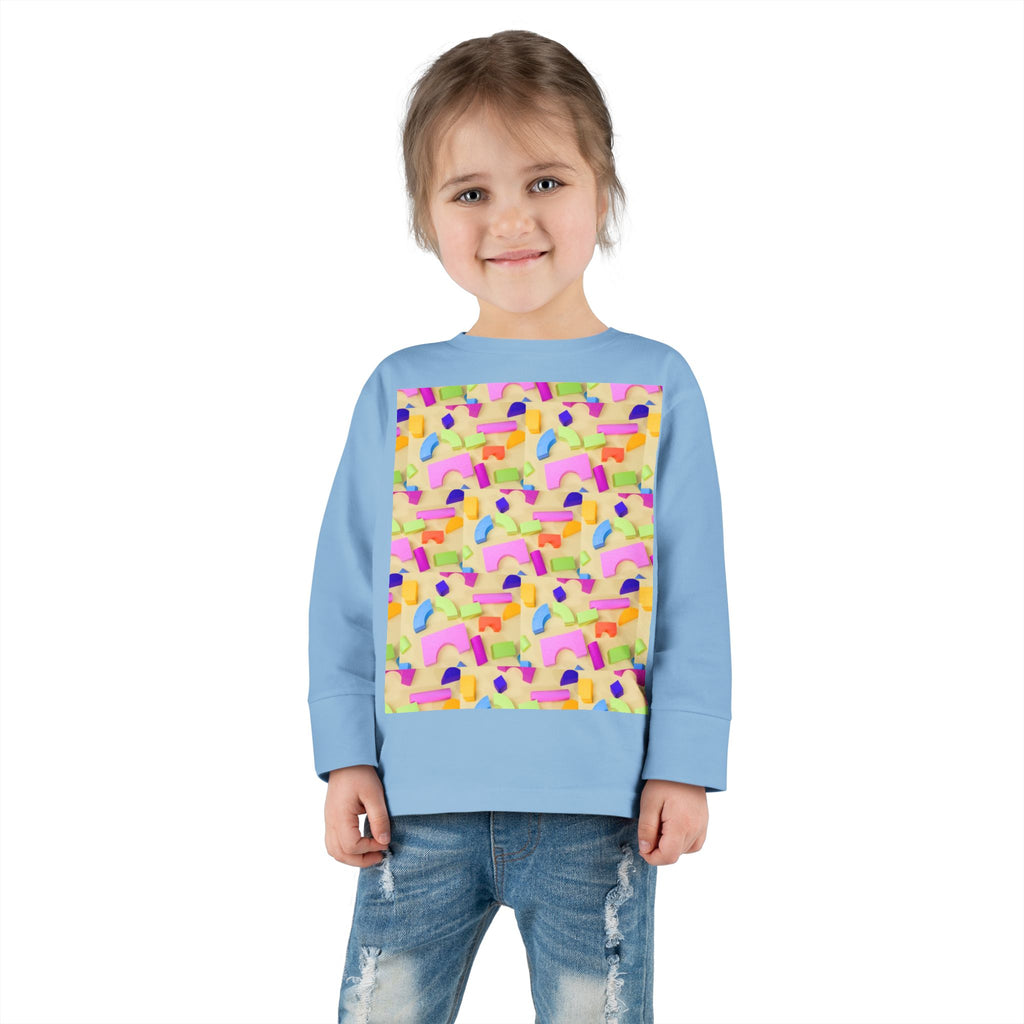 Toddler Long Sleeve Tee — Colorful Rainbow Confetti Pattern