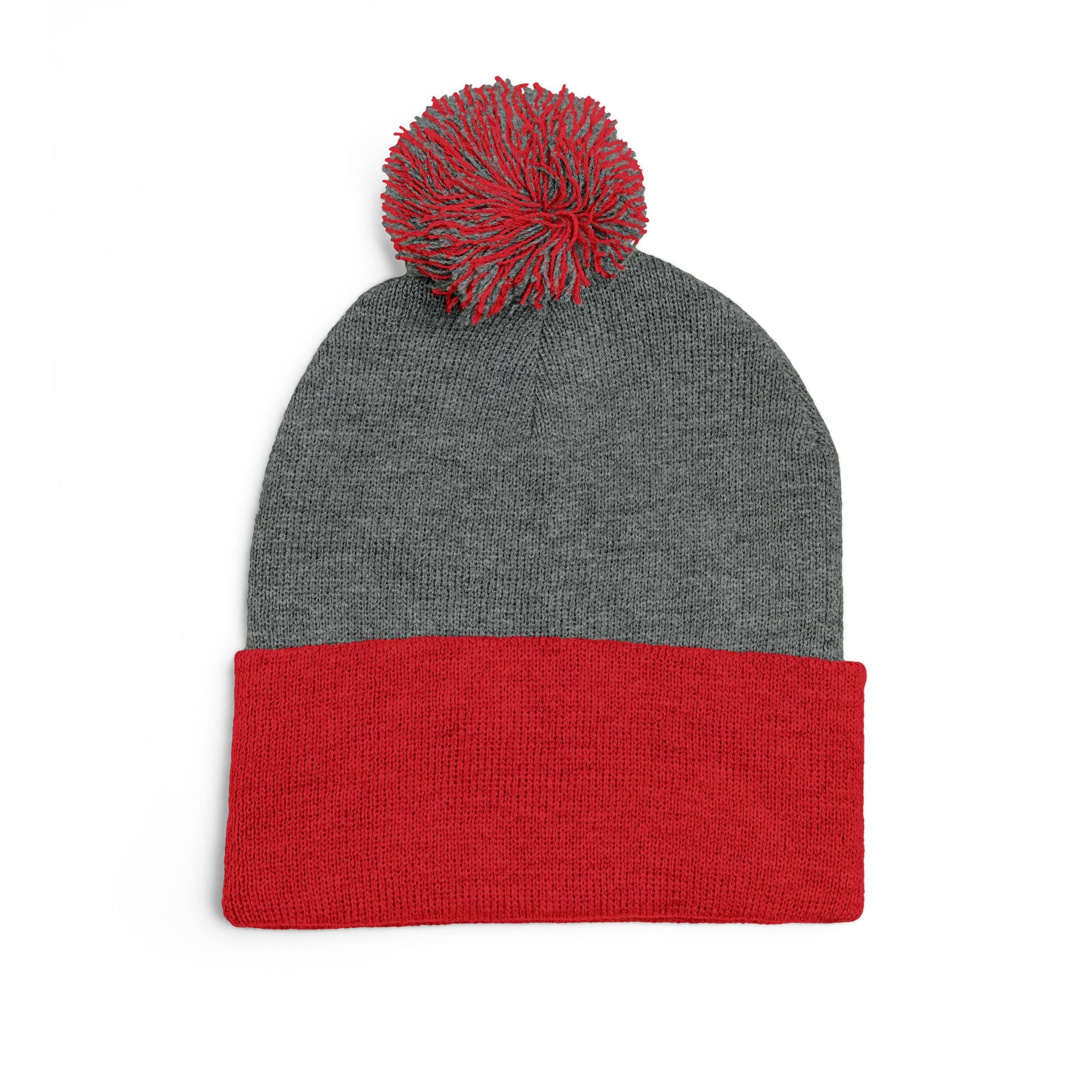 Embroidered Pom-Pom Knit Cap — Customizable Winter Beanie