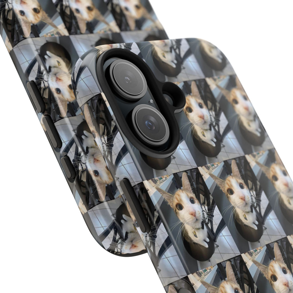 Custom Photo Cat Tough Phone Case — Personalized Grid Collage Protection