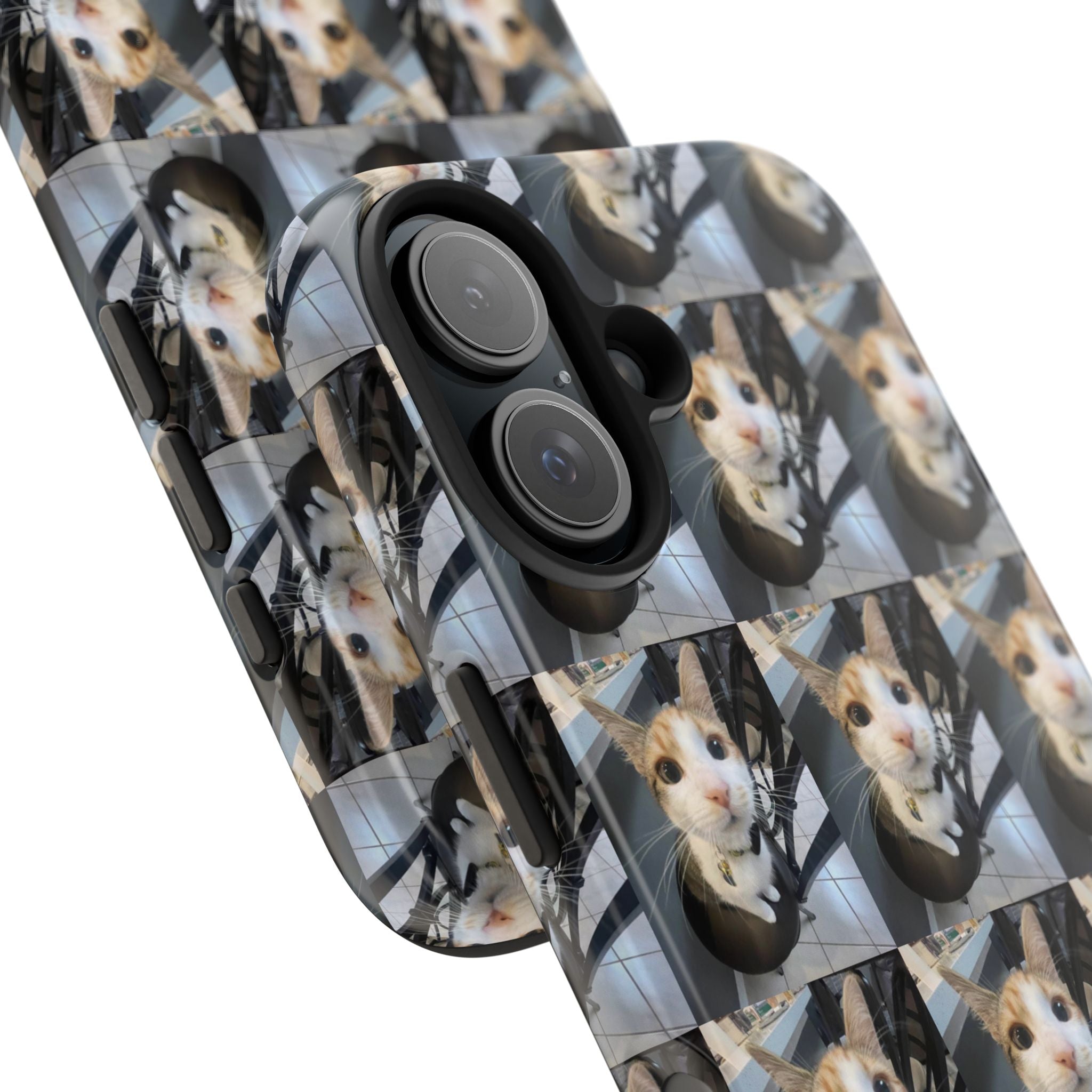 Custom Photo Cat Tough Phone Case — Personalized Grid Collage Protection