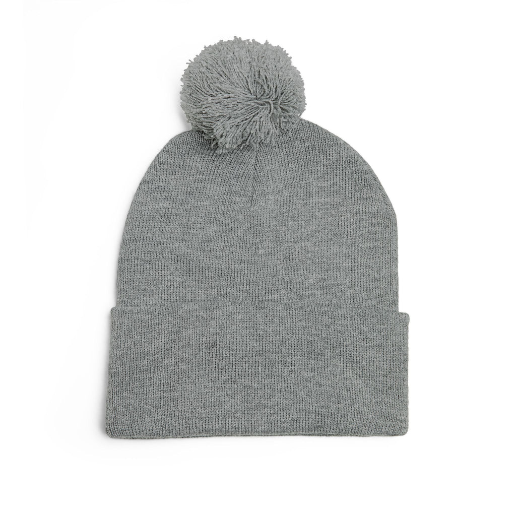 Embroidered Pom-Pom Knit Cap — Customizable Winter Beanie