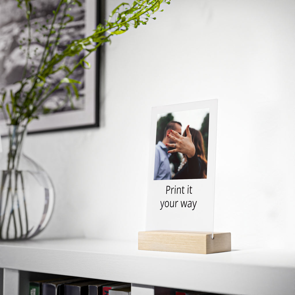 Custom Acrylic Photo Sign with Wooden Stand — Personalized Photo Display