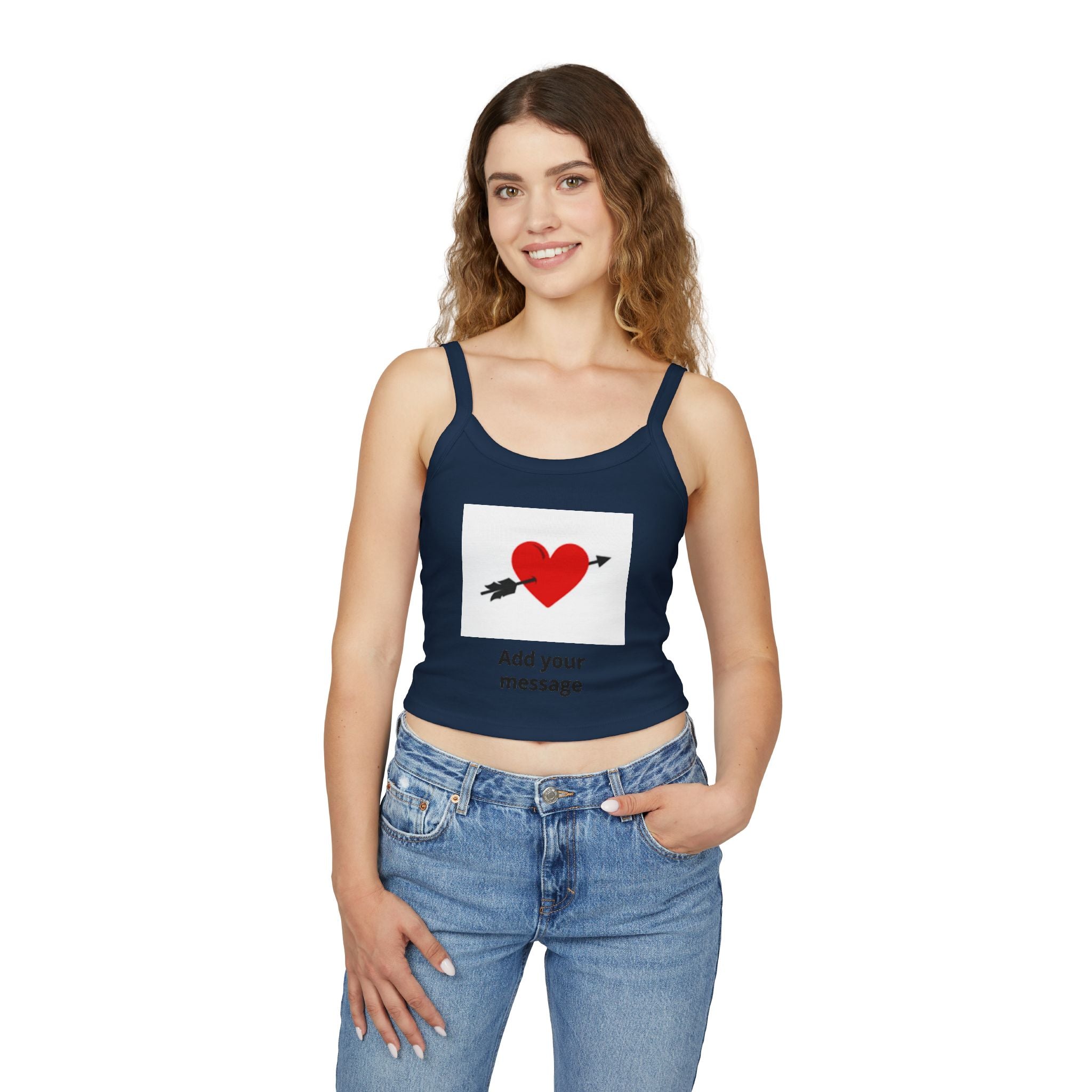 Heart Arrow Crop Tank — Personalized "Add your message" Valentine Top