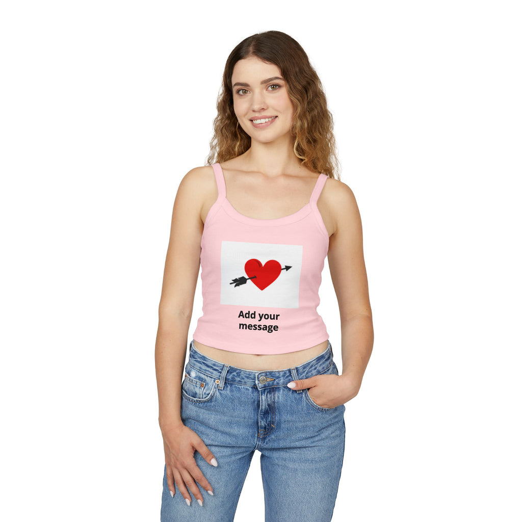 Heart Arrow Crop Tank — Personalized "Add your message" Valentine Top