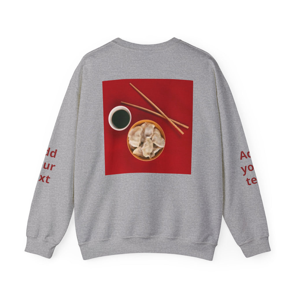 Dumpling & Soy Sauce Crewneck Sweatshirt — Customizable Asian Food Graphic
