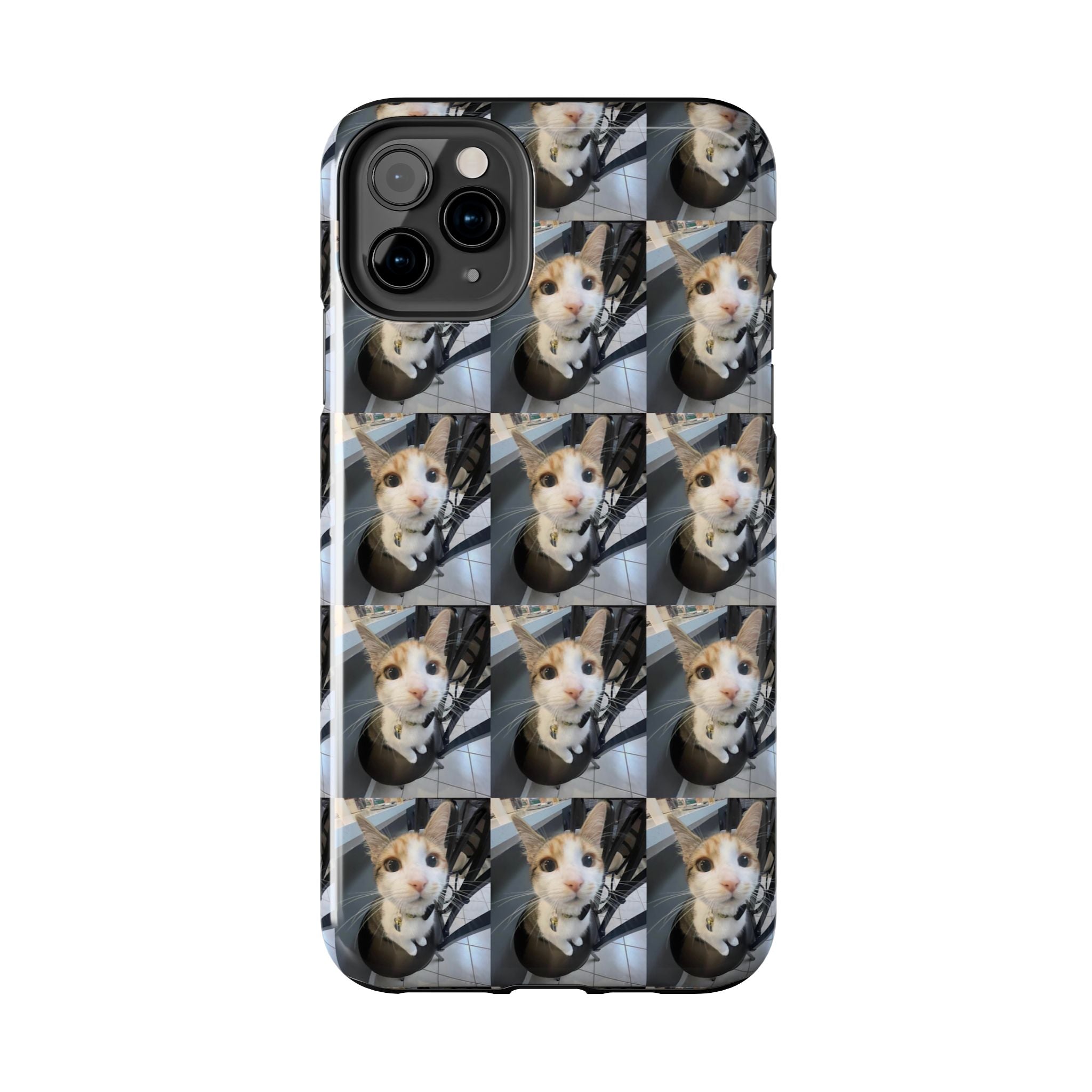 Custom Photo Cat Tough Phone Case — Personalized Grid Collage Protection
