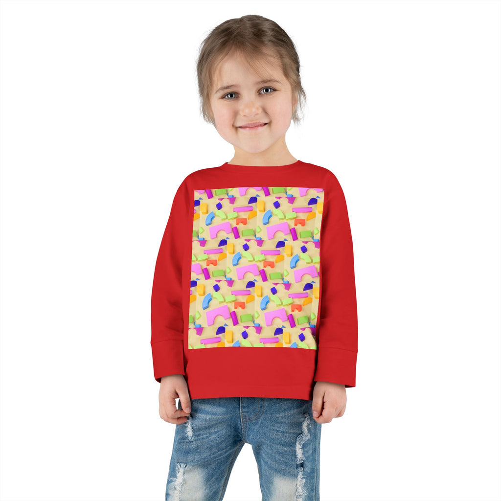 Toddler Long Sleeve Tee — Colorful Rainbow Confetti Pattern