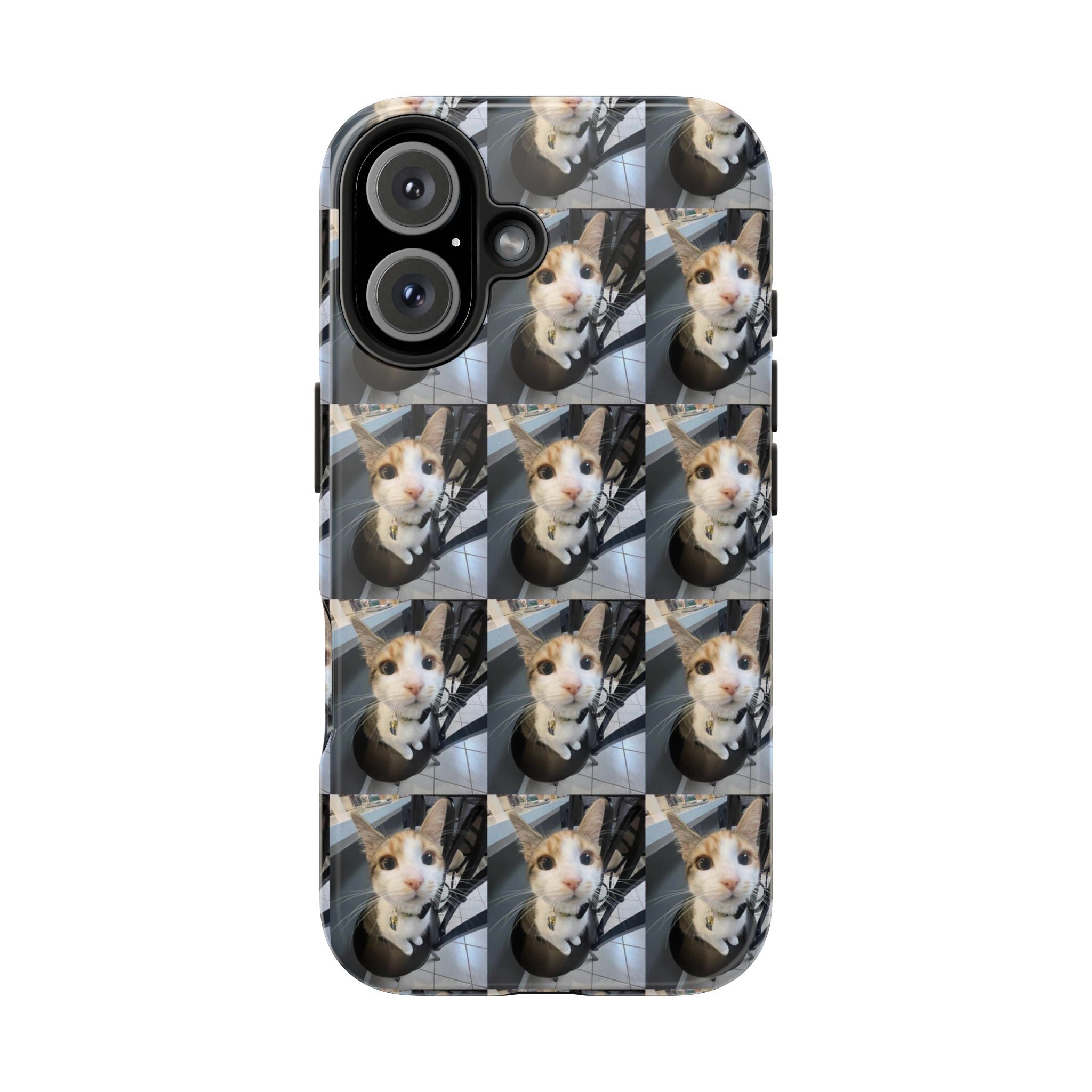 Custom Photo Cat Tough Phone Case — Personalized Grid Collage Protection
