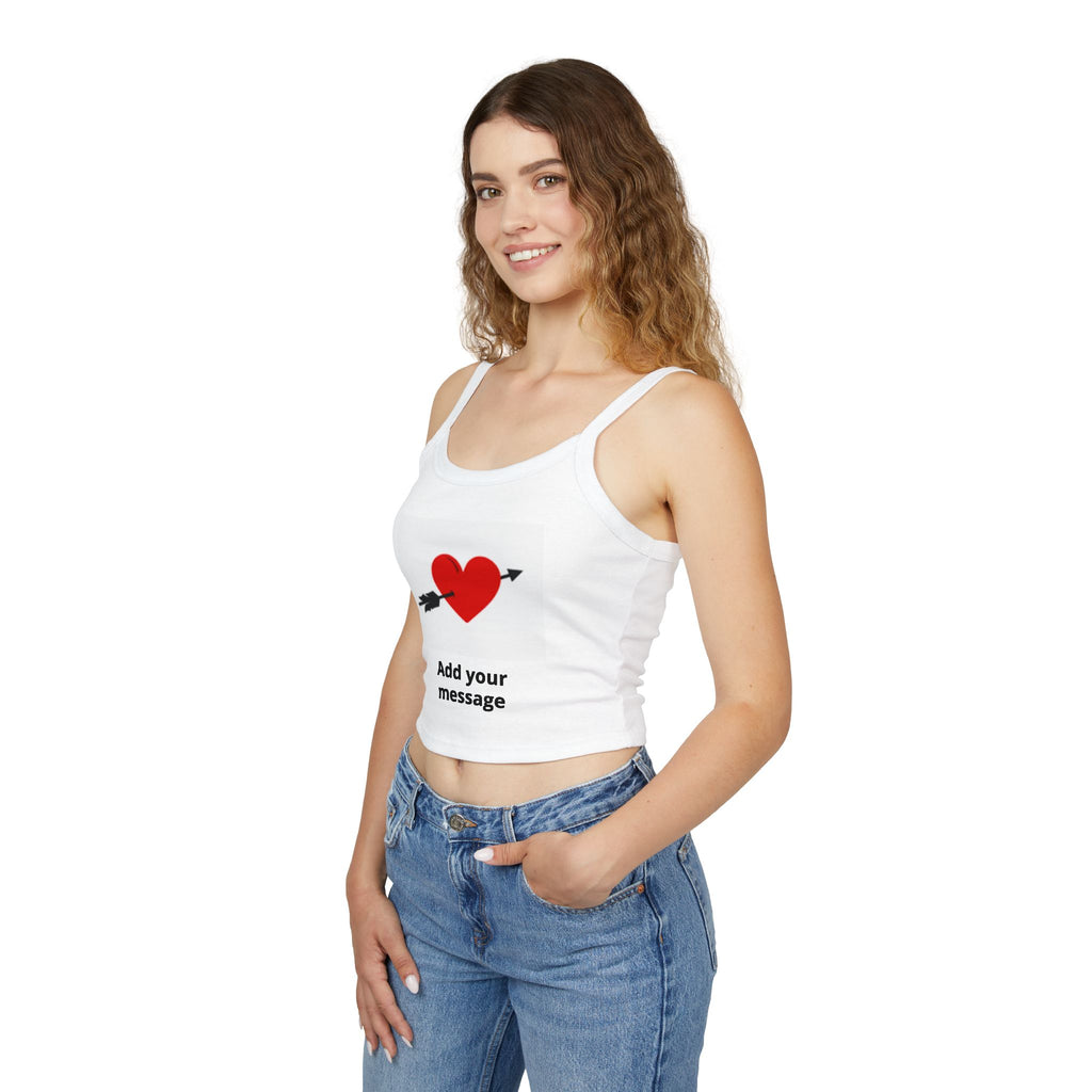 Heart Arrow Crop Tank — Personalized "Add your message" Valentine Top