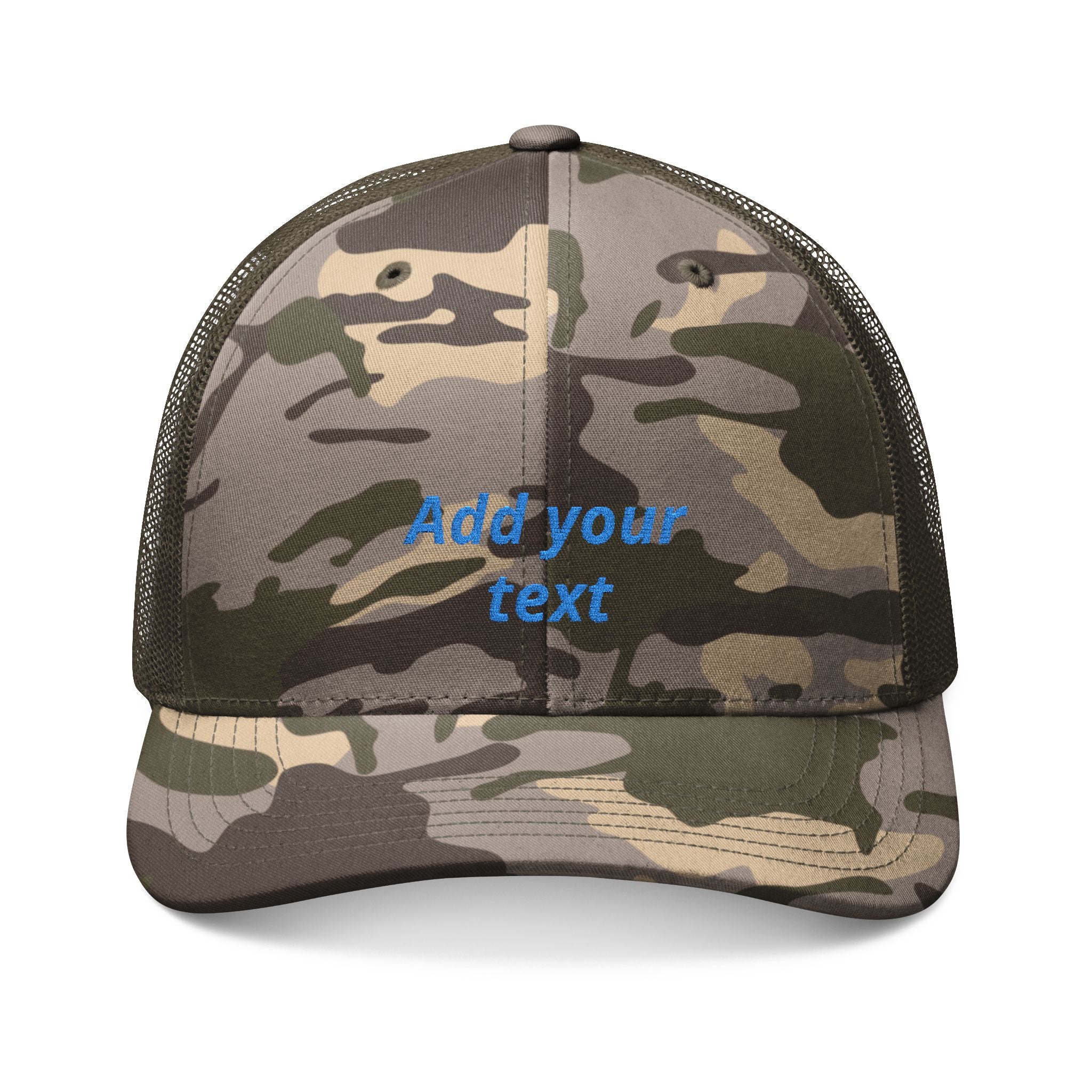Camo Trucker Hat — Embroidered Classic Mesh Cap