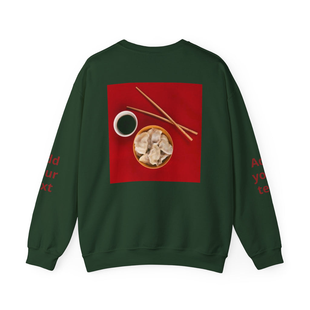 Dumpling & Soy Sauce Crewneck Sweatshirt — Customizable Asian Food Graphic