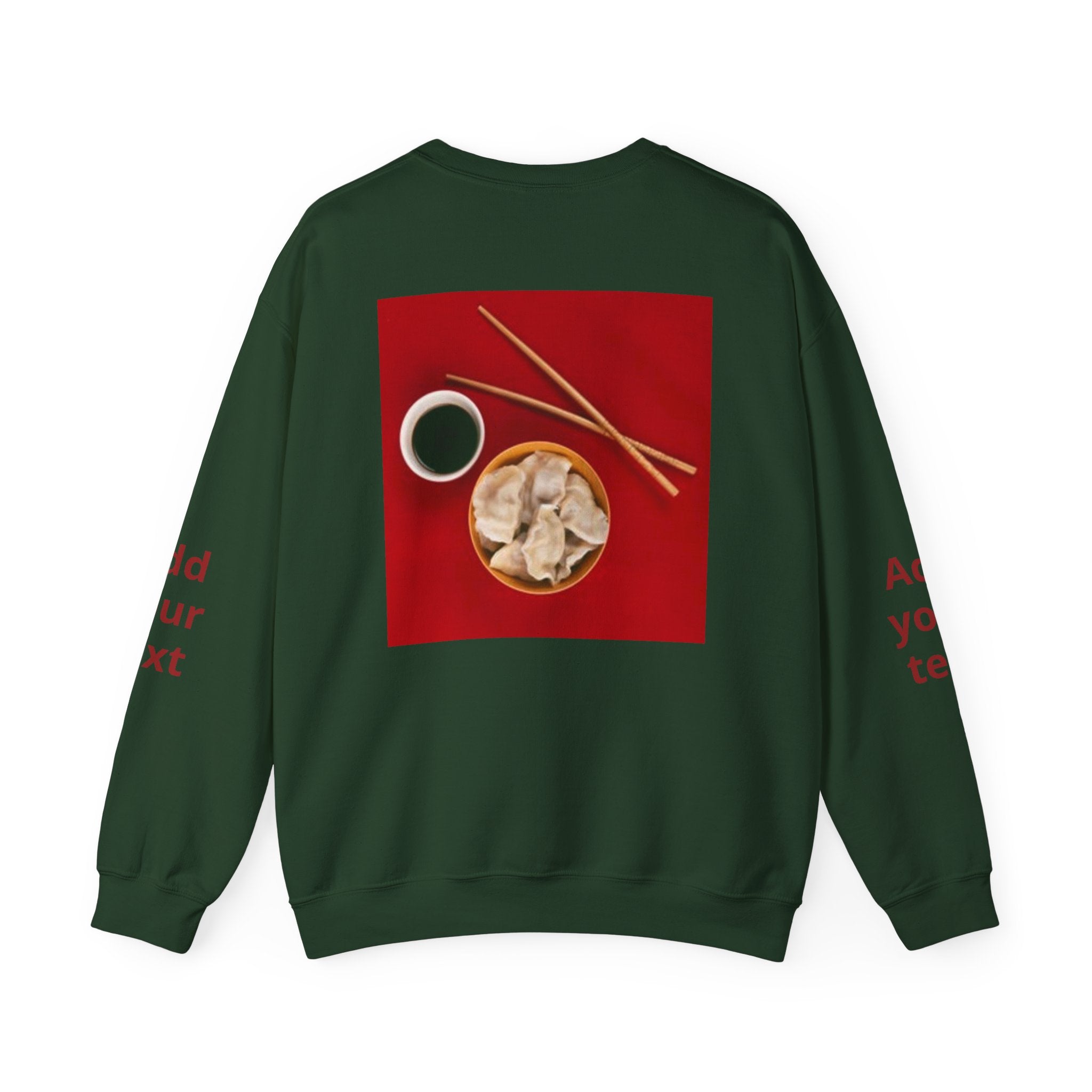 Dumpling & Soy Sauce Crewneck Sweatshirt — Customizable Asian Food Graphic