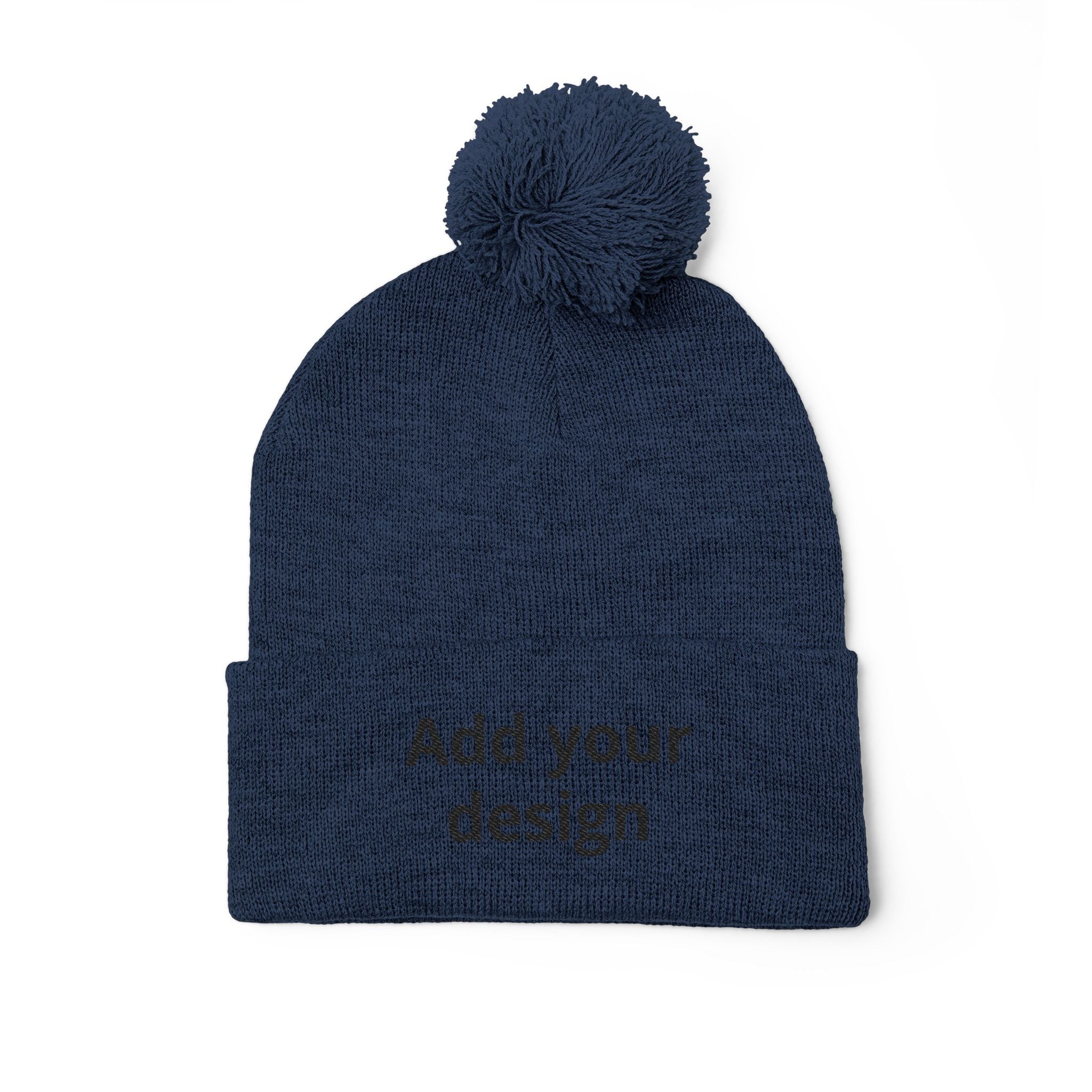 Embroidered Pom-Pom Knit Cap — Customizable Winter Beanie