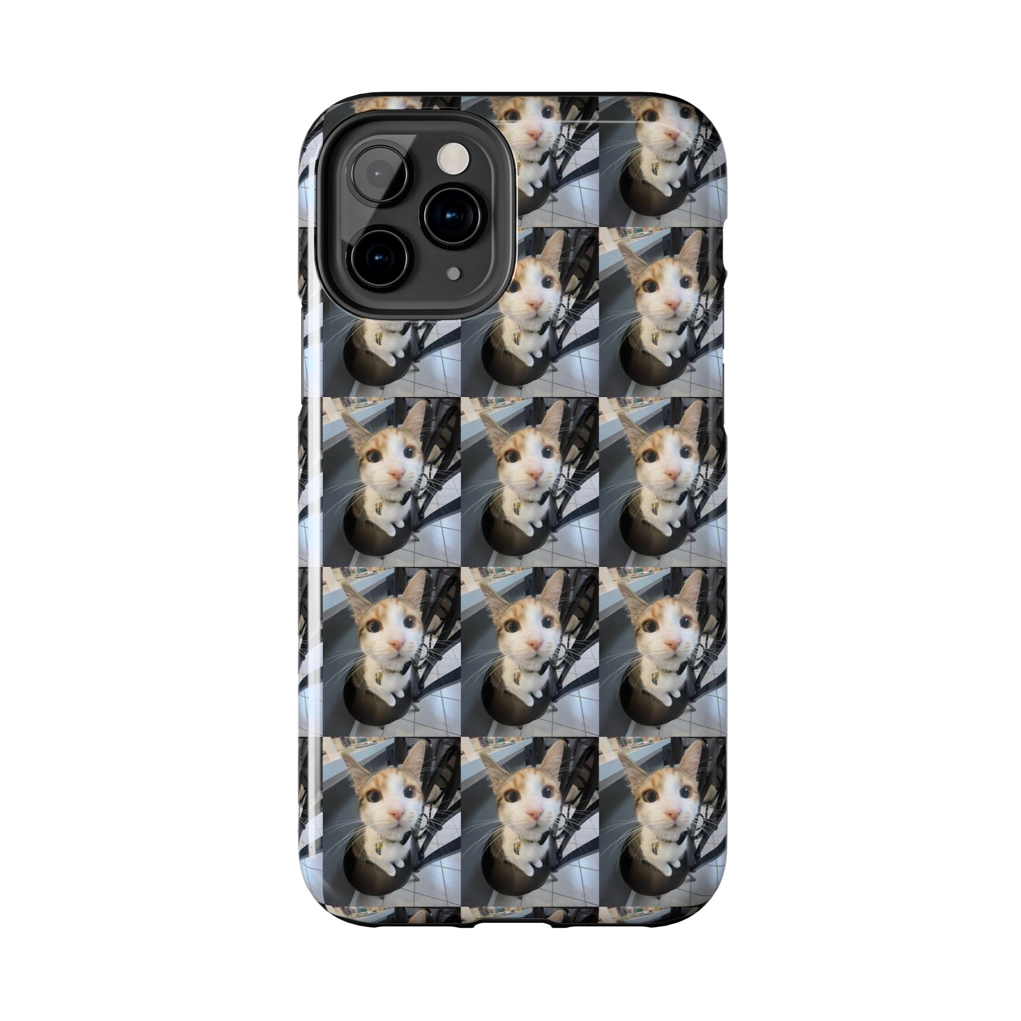 Custom Photo Cat Tough Phone Case — Personalized Grid Collage Protection