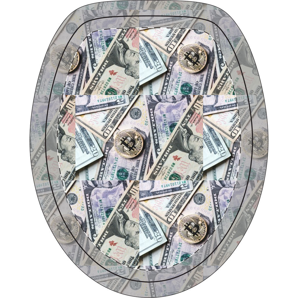 Money Pattern Toilet Bath Mat 3-Piece Set — Novelty Cash Print Bathroom Rug & Lid Cover