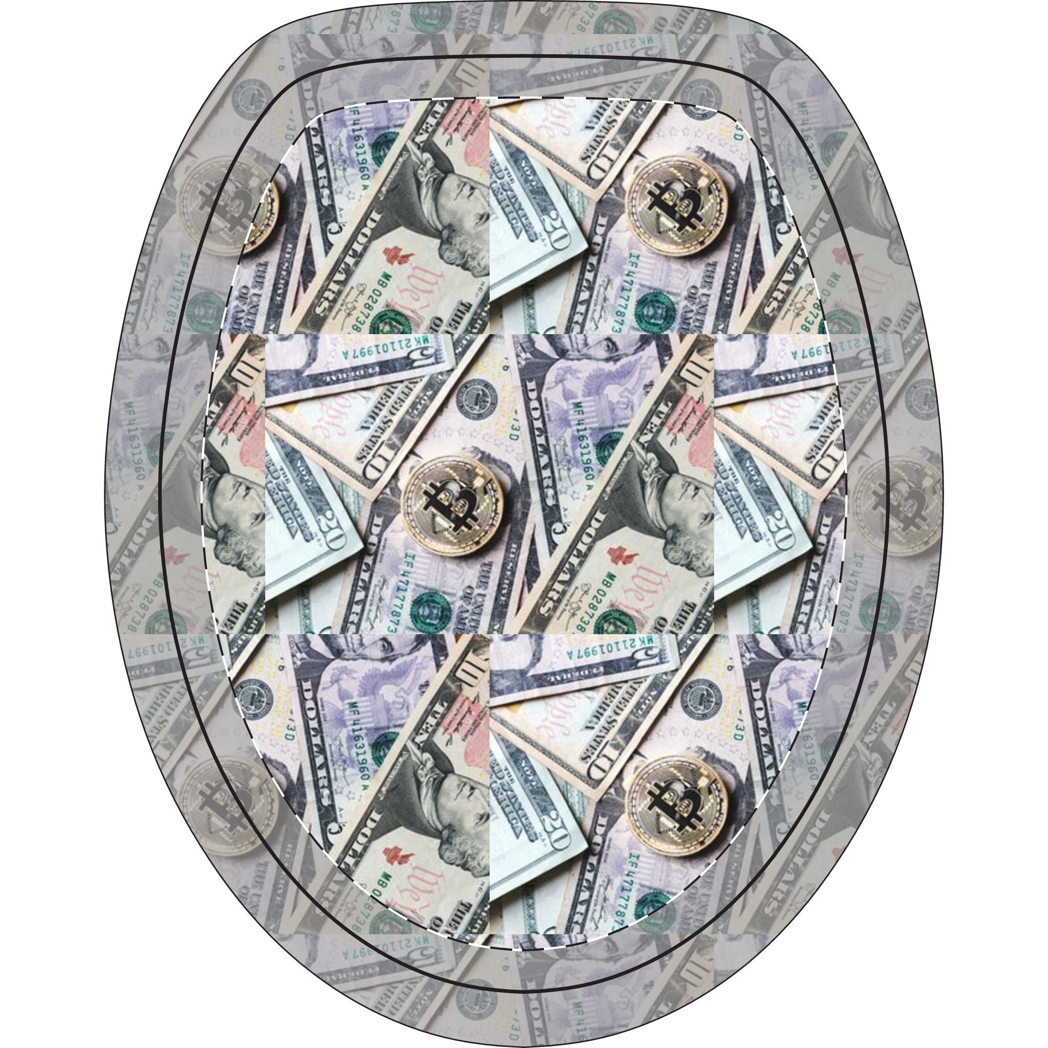 Money Pattern Toilet Bath Mat 3-Piece Set — Novelty Cash Print Bathroom Rug & Lid Cover