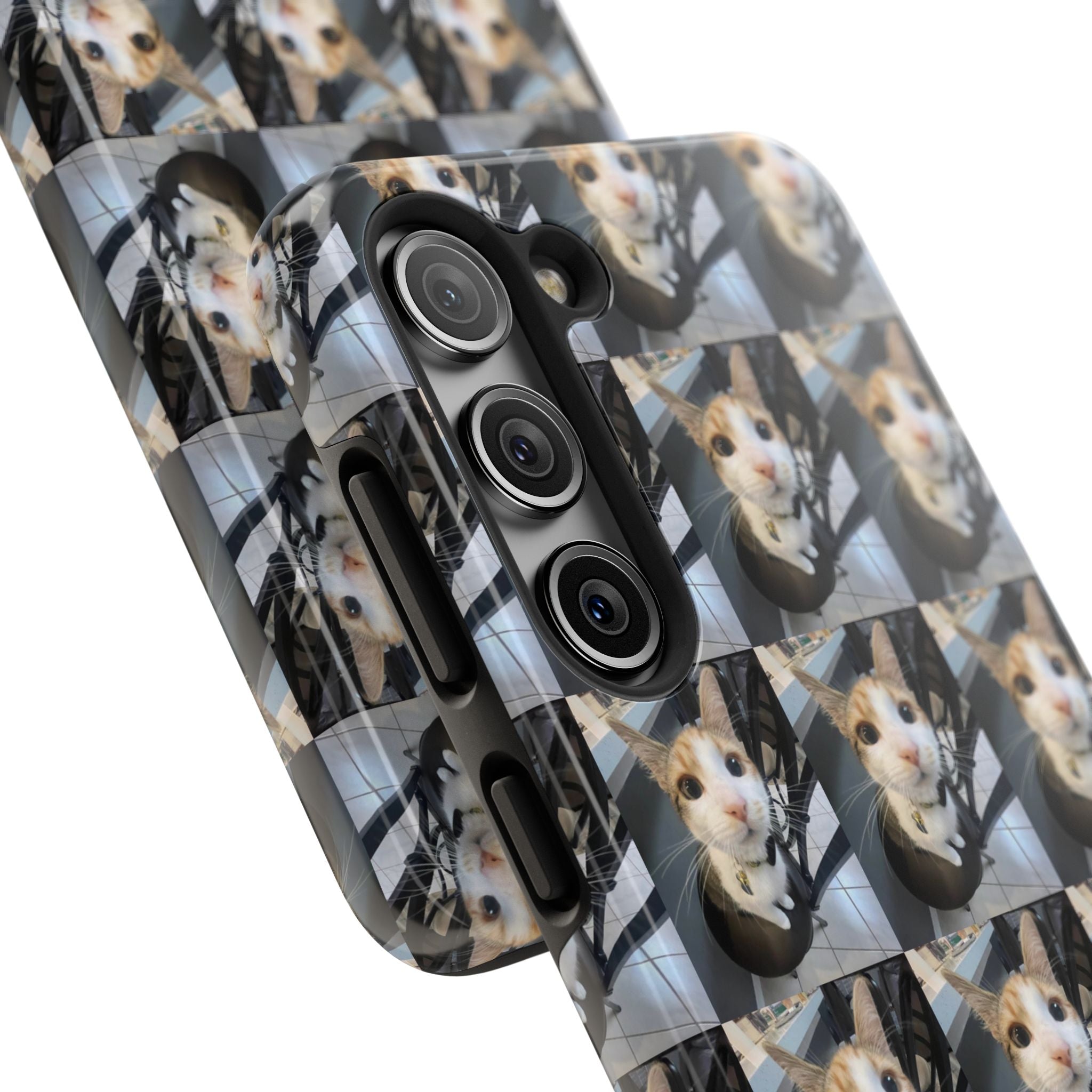 Custom Photo Cat Tough Phone Case — Personalized Grid Collage Protection
