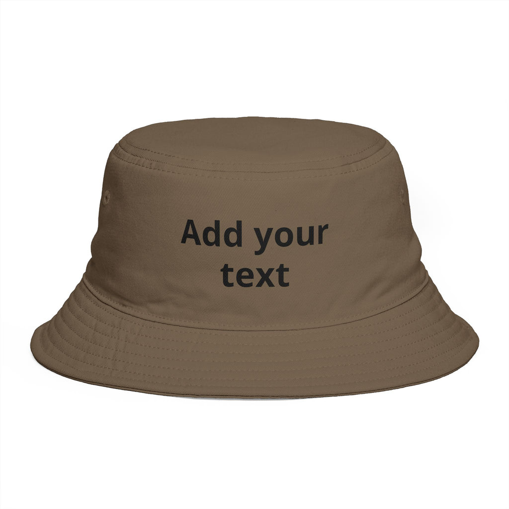 Custom Text Bucket Hat — Personalized Brown Sun Hat