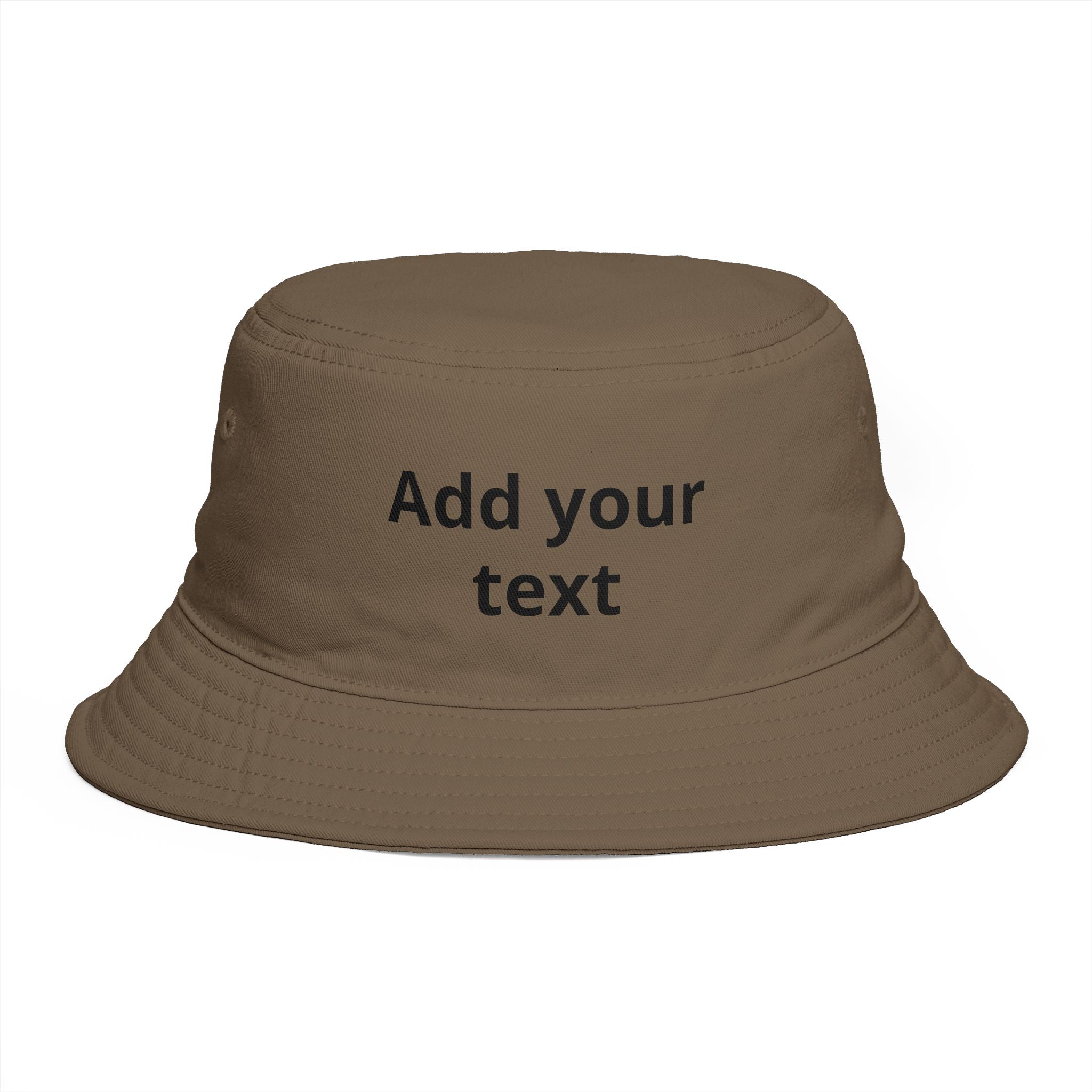 Custom Text Bucket Hat — Personalized Brown Sun Hat