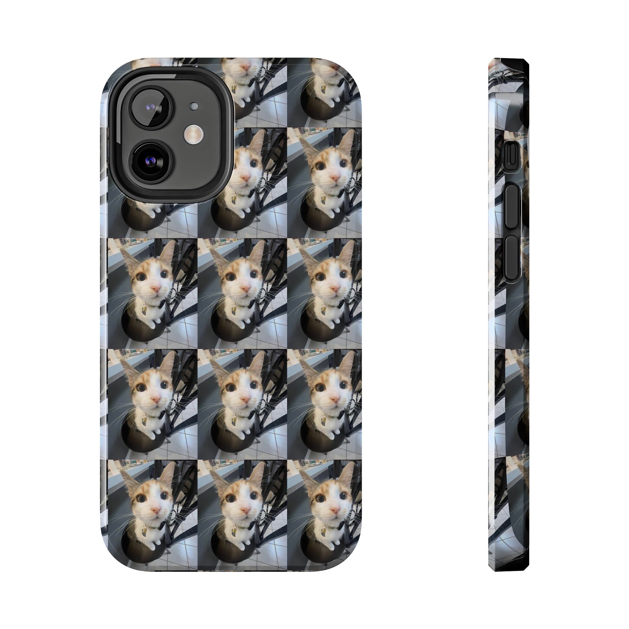 Custom Photo Cat Tough Phone Case — Personalized Grid Collage Protection