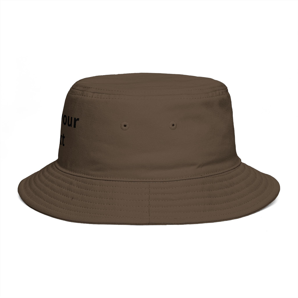 Custom Text Bucket Hat — Personalized Brown Sun Hat