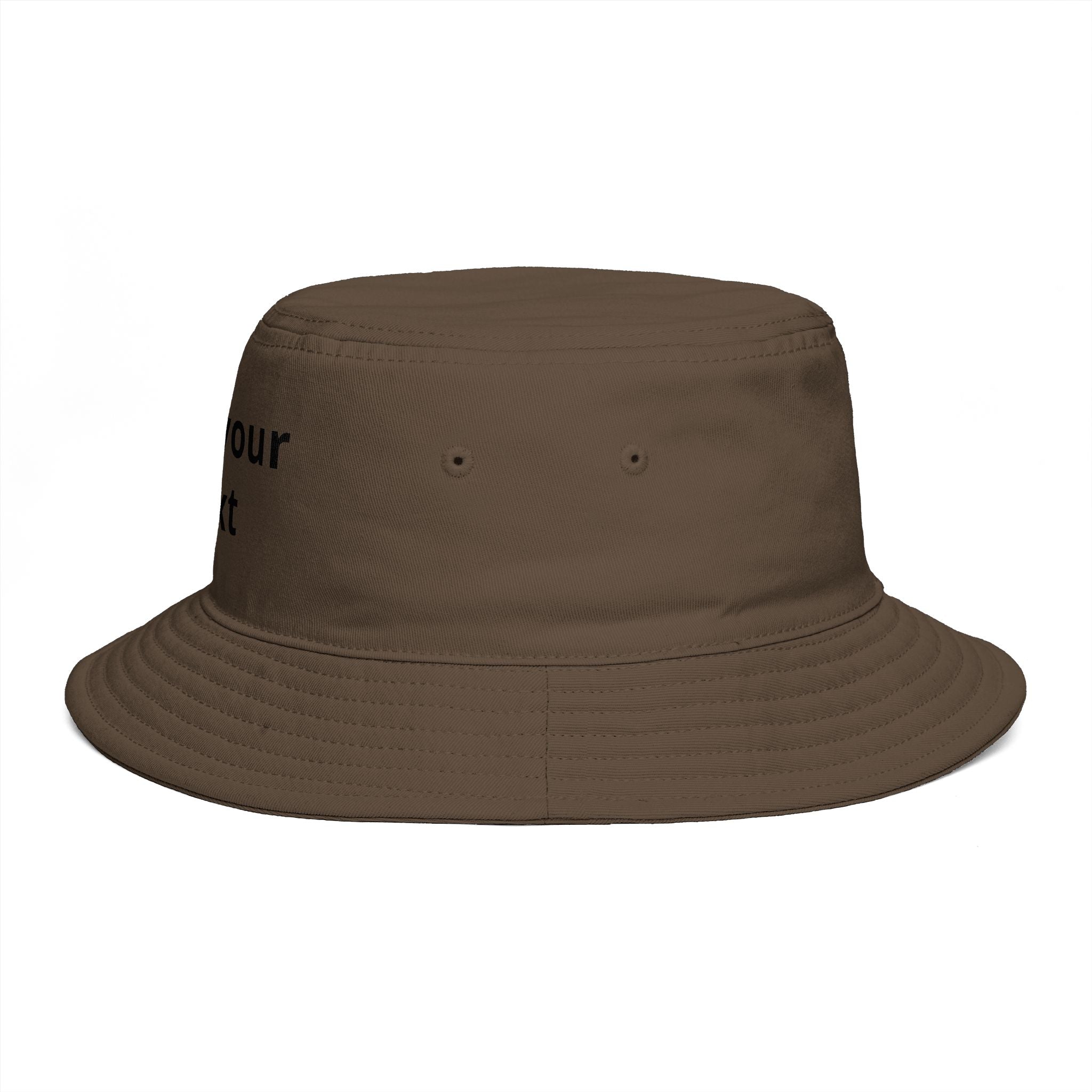 Custom Text Bucket Hat — Personalized Brown Sun Hat