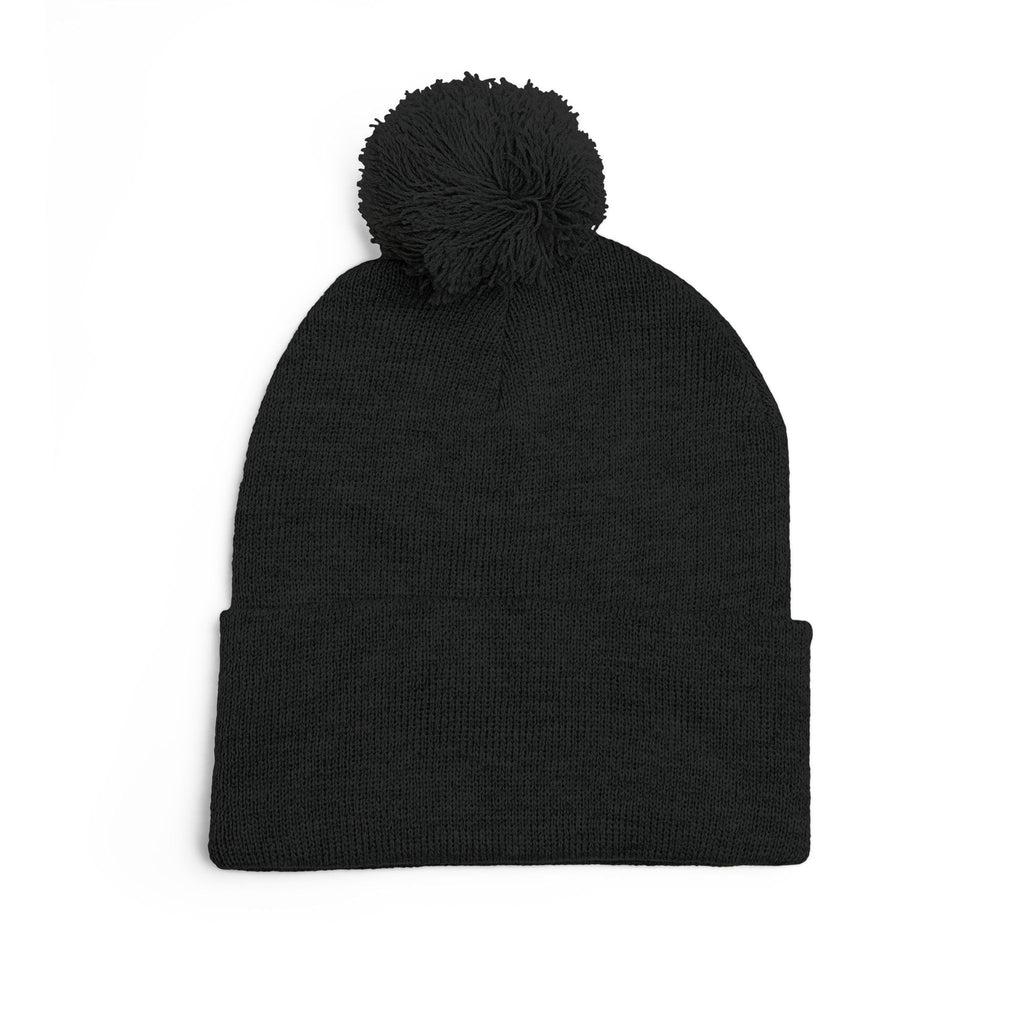 Embroidered Pom-Pom Knit Cap — Customizable Winter Beanie