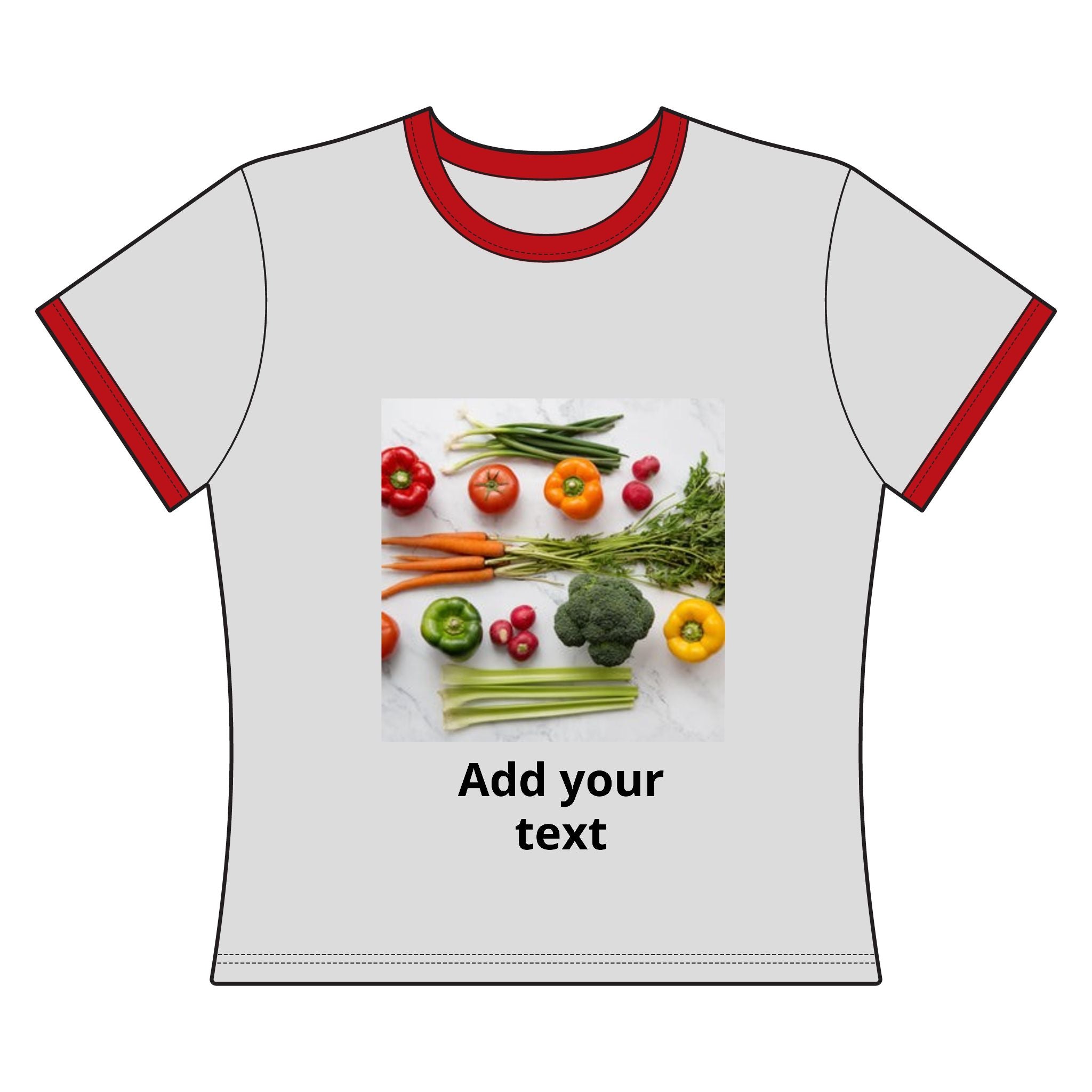 Women's Veggie Ringer Tee – Colorful Fresh Produce Graphic Tee