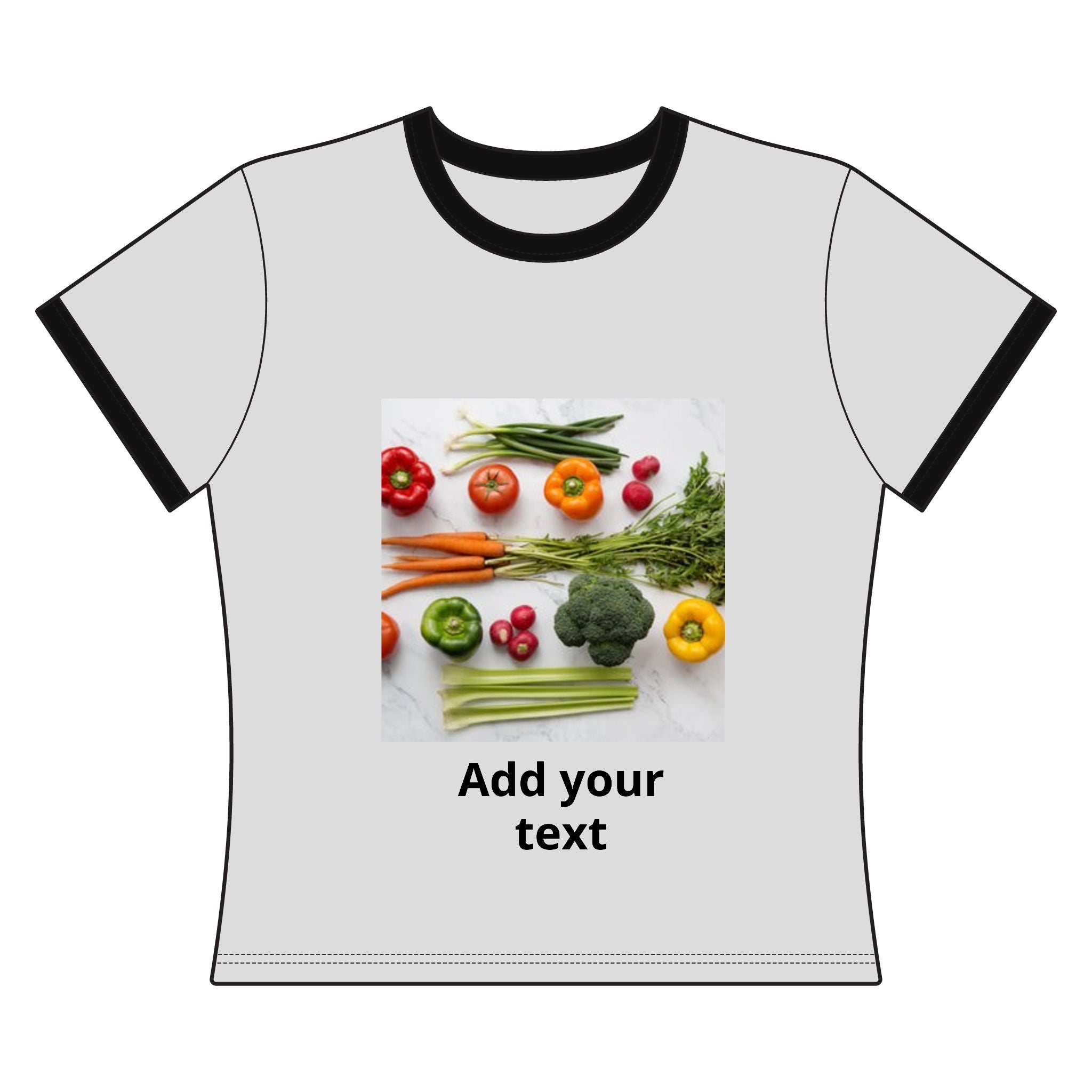 Women's Veggie Ringer Tee – Colorful Fresh Produce Graphic Tee