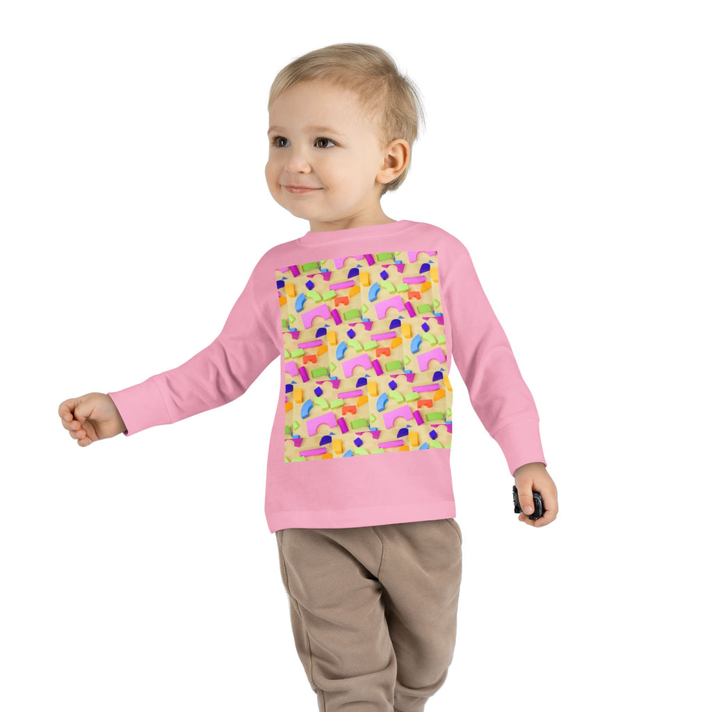 Toddler Long Sleeve Tee — Colorful Rainbow Confetti Pattern