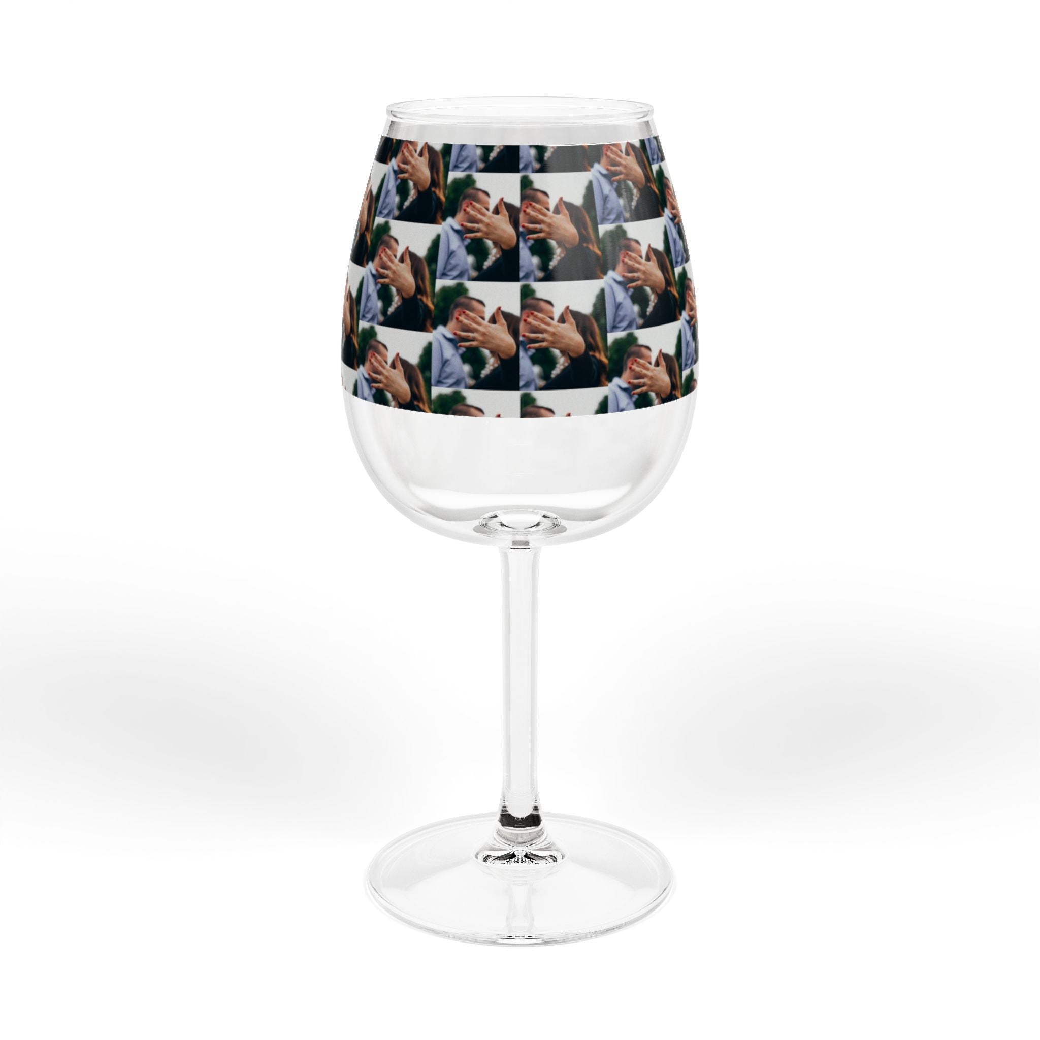 12oz Personalized Photo Wine Glass — Custom Face Collage Stemware