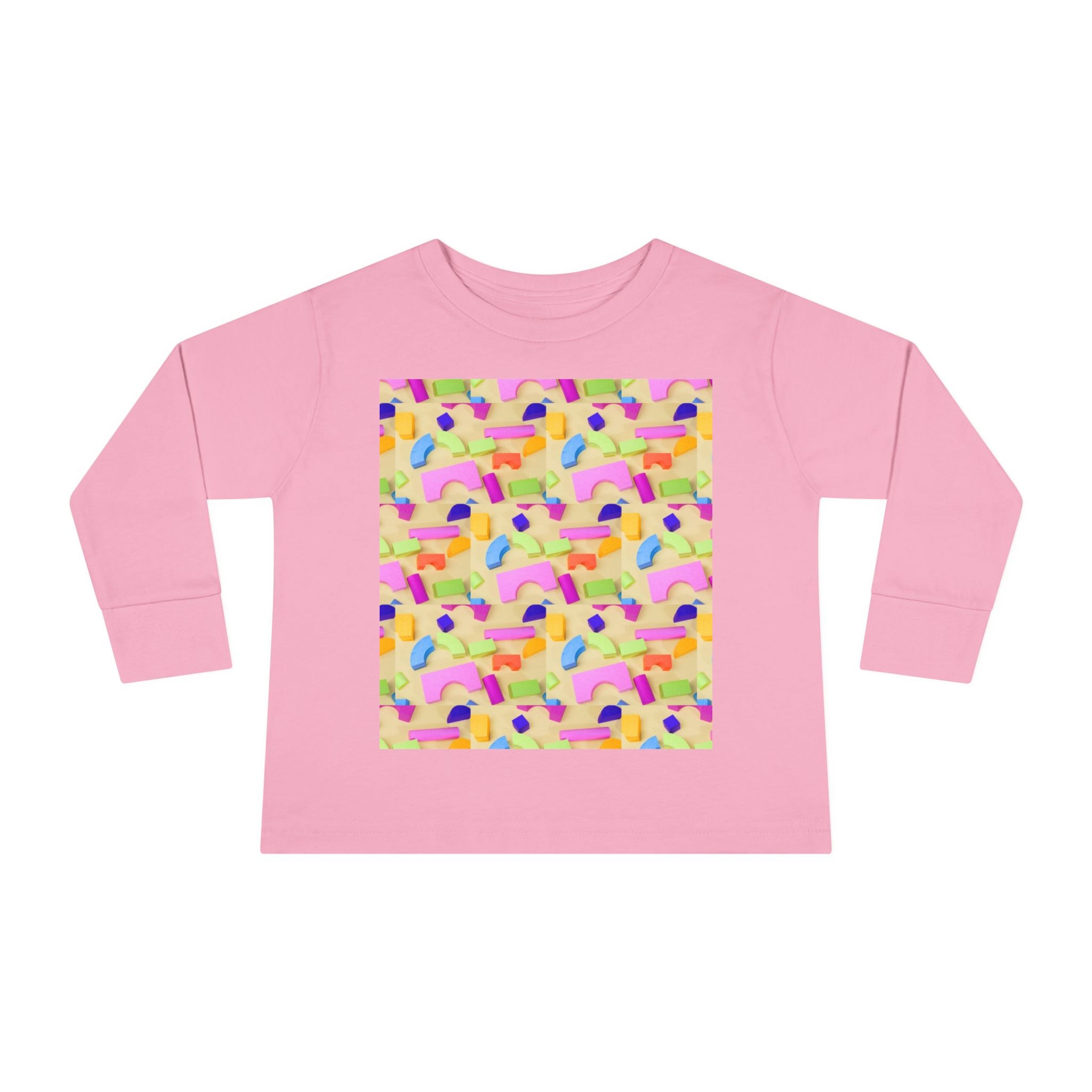 Toddler Long Sleeve Tee — Colorful Rainbow Confetti Pattern