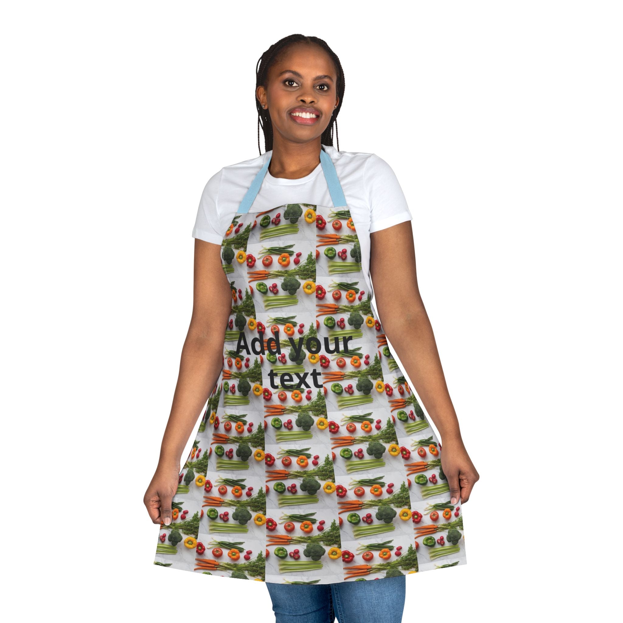 Kitchen Apron with Fresh Veggie Pattern — Colorful Produce Print Apron