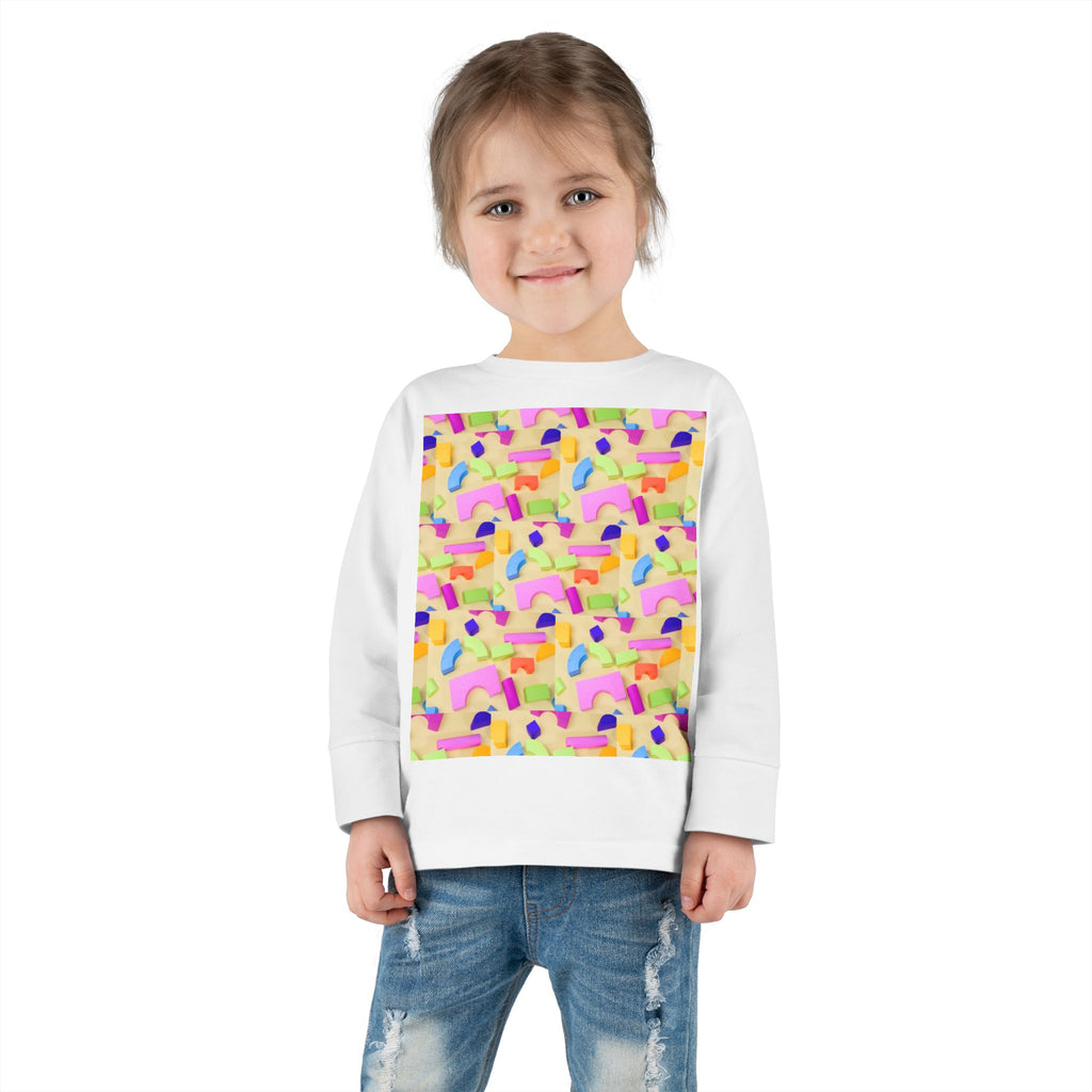 Toddler Long Sleeve Tee — Colorful Rainbow Confetti Pattern
