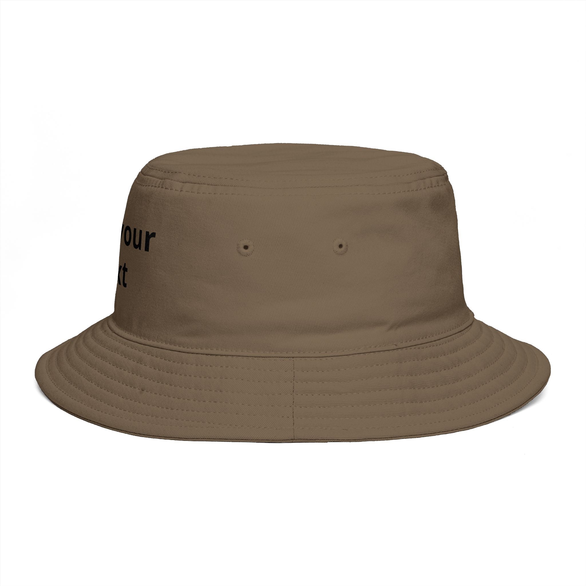 Custom Text Bucket Hat — Personalized Brown Sun Hat