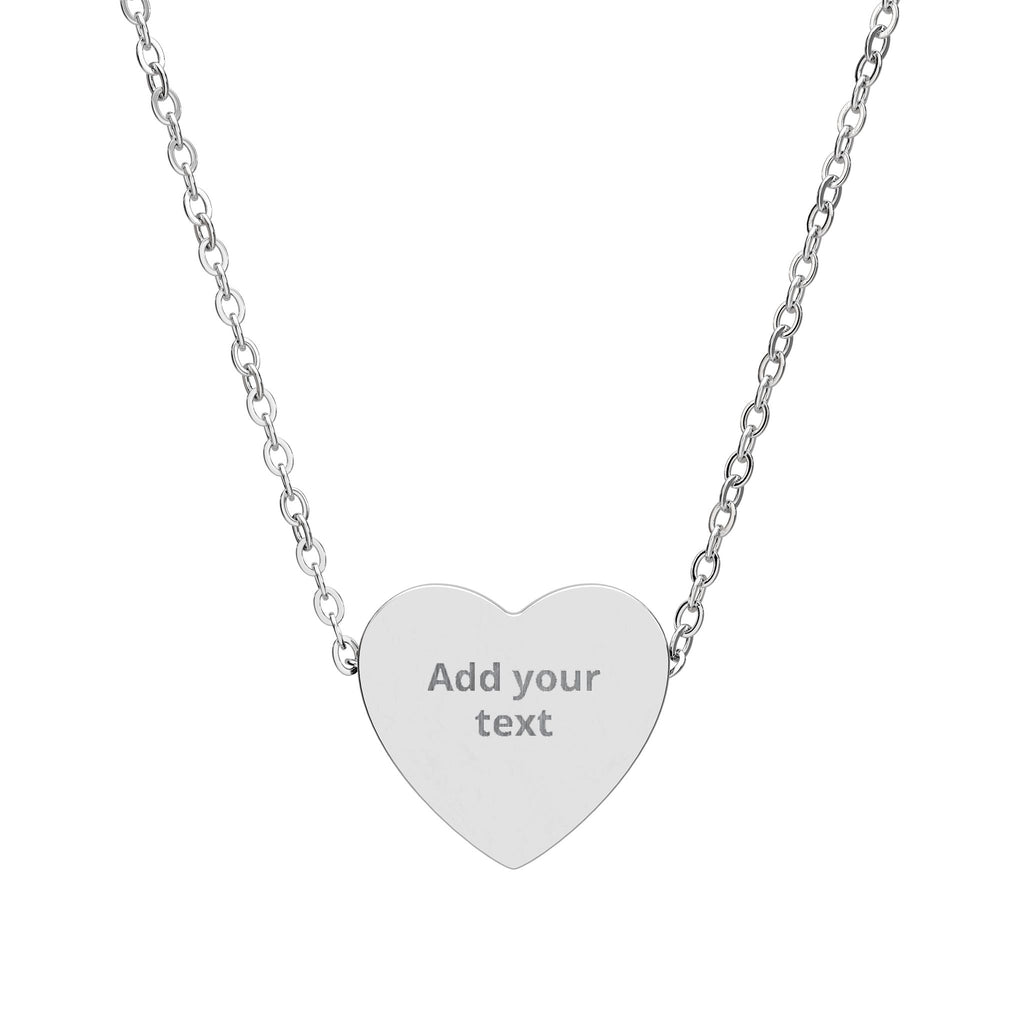 Engravable Heart Necklace — Personalized Sterling Heart Pendant — Valentine's Day - Birthday Gift - For Her