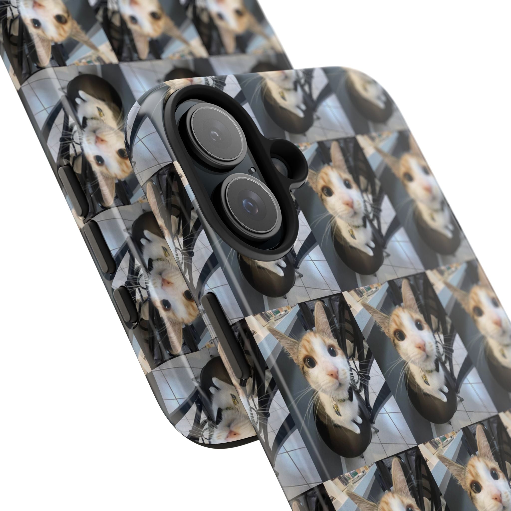 Custom Photo Cat Tough Phone Case — Personalized Grid Collage Protection