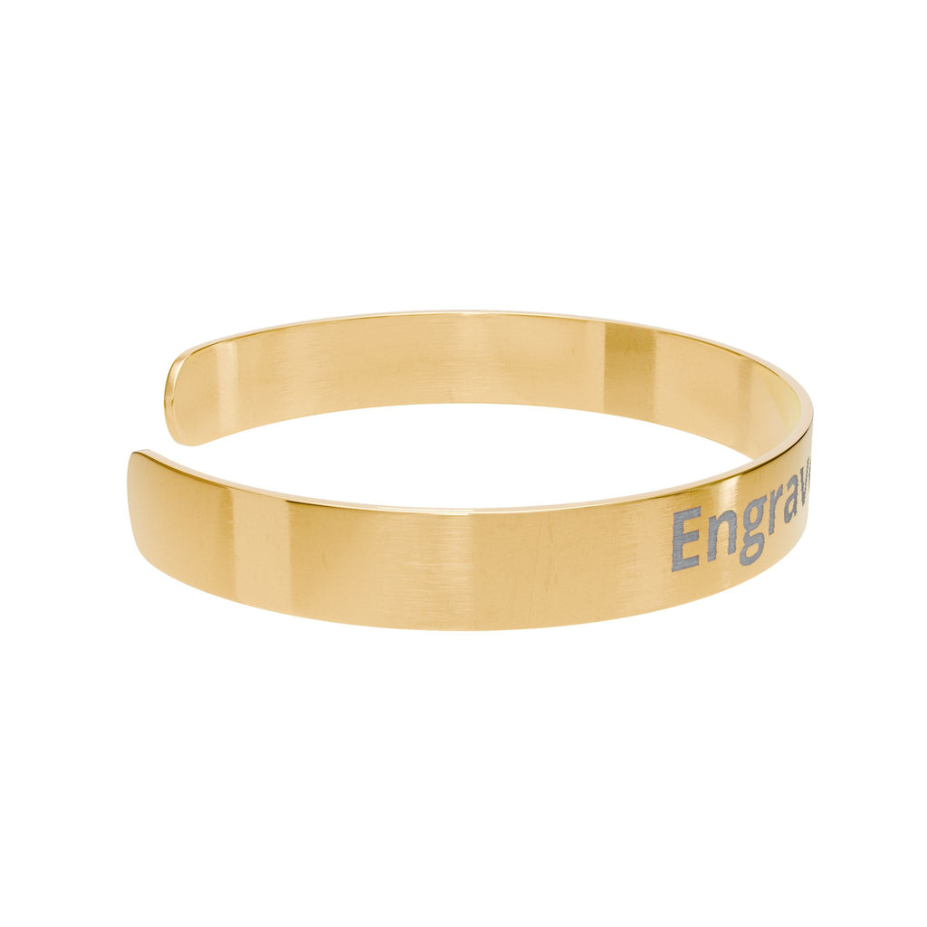 Engraved Gold Cuff Bracelet — Customizable Personalized Bracelet — Birthday & Valentine's Day Gift for Her | Mother's Day | Christmas | Wedding Gift