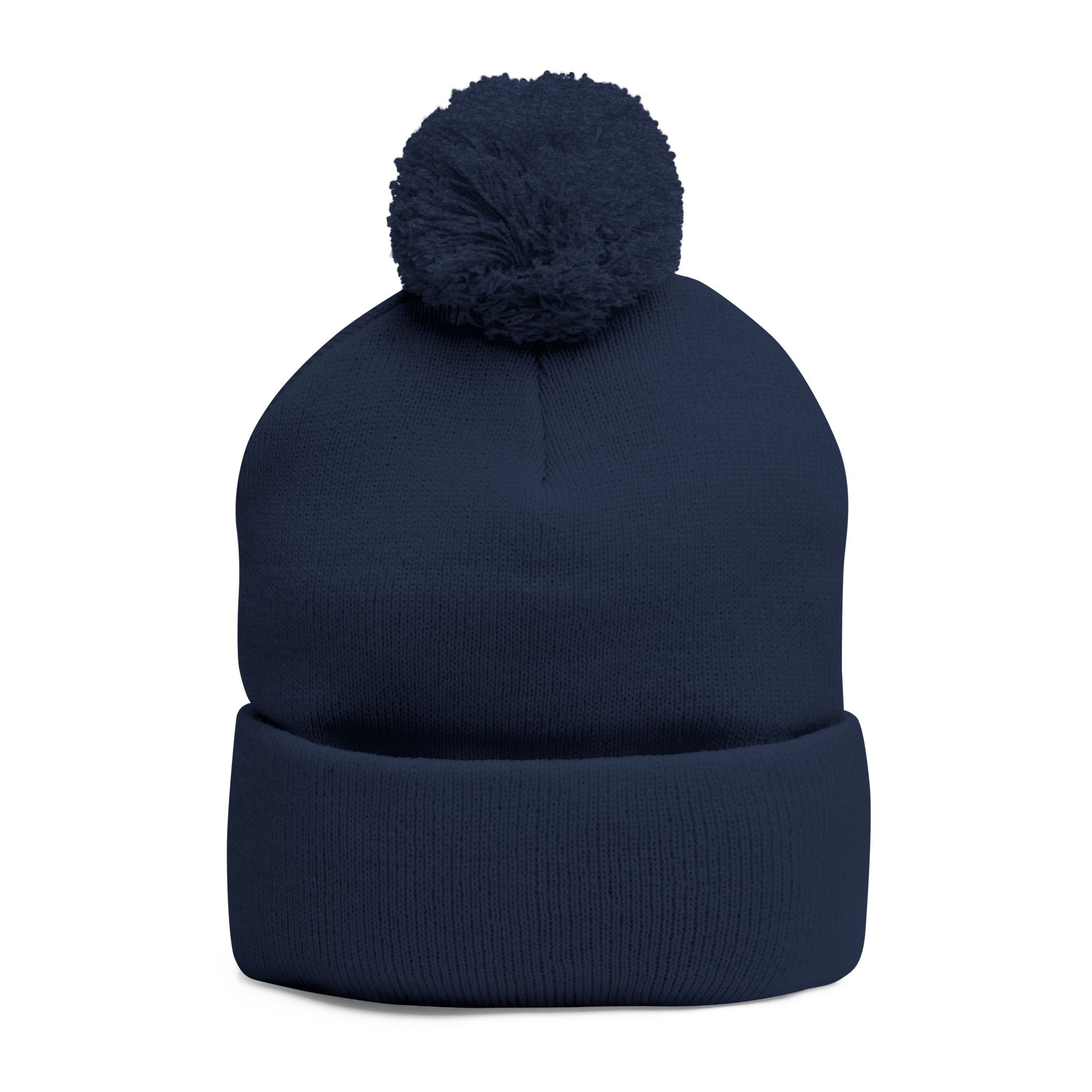 Embroidered Pom-Pom Knit Cap — Customizable Winter Beanie