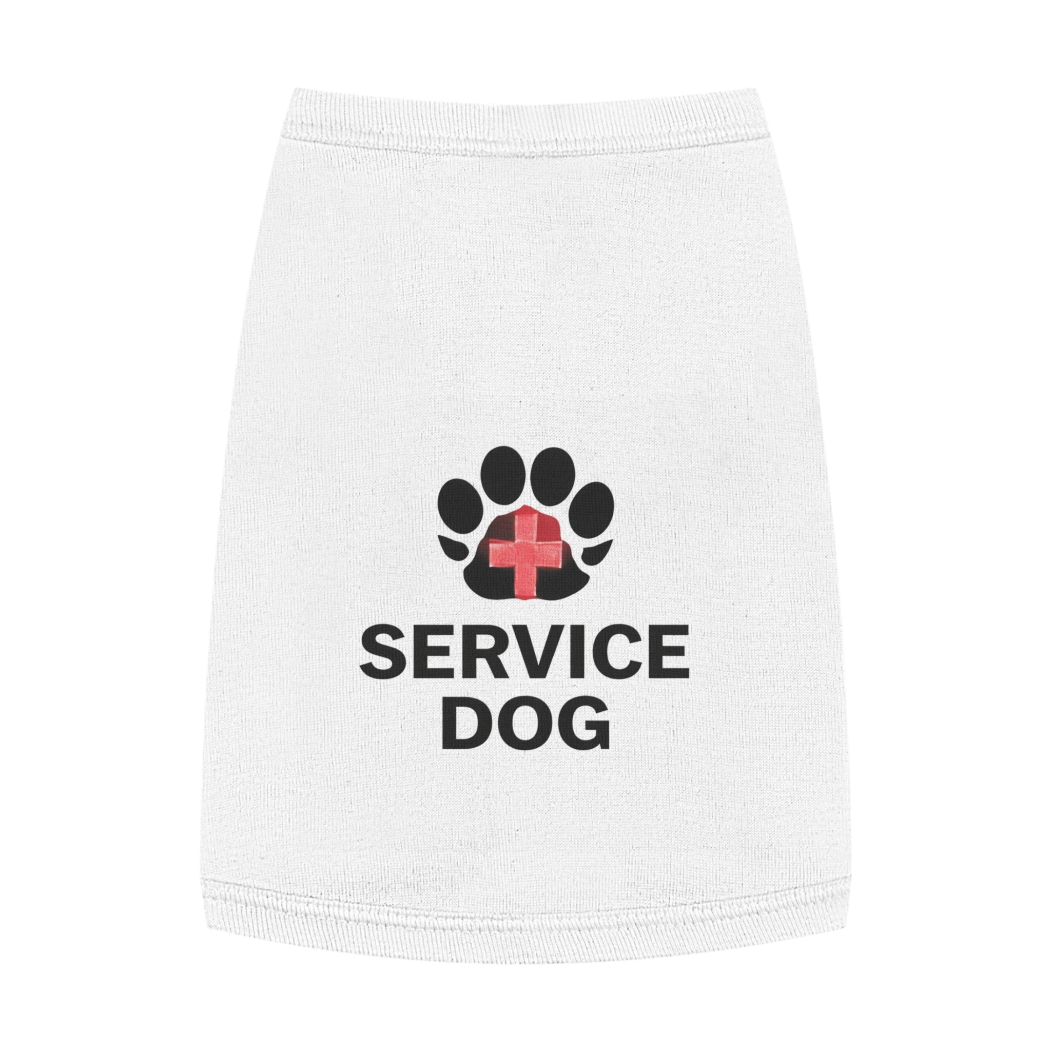 Service Dog Pet Tank Top — Black Paw Print with Red Cross Identification