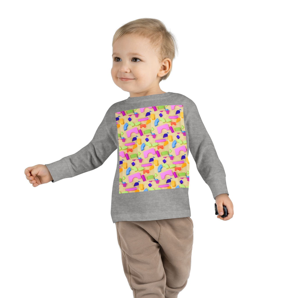 Toddler Long Sleeve Tee — Colorful Rainbow Confetti Pattern
