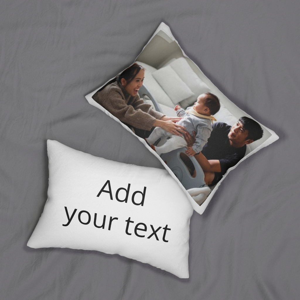 Custom Photo Lumbar Pillow — Personalized Family Picture Throw Pillow